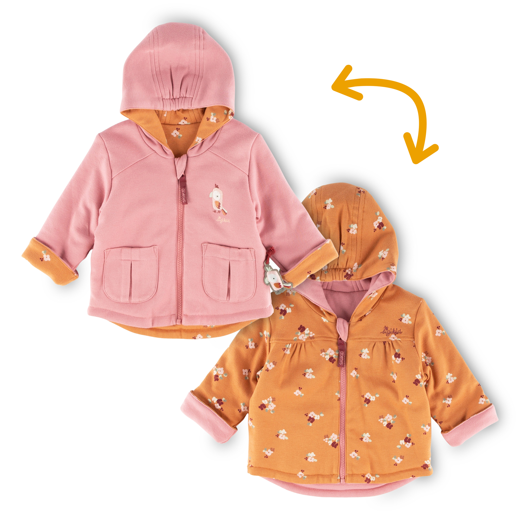 Reversible baby jacket Pink Cockatoo