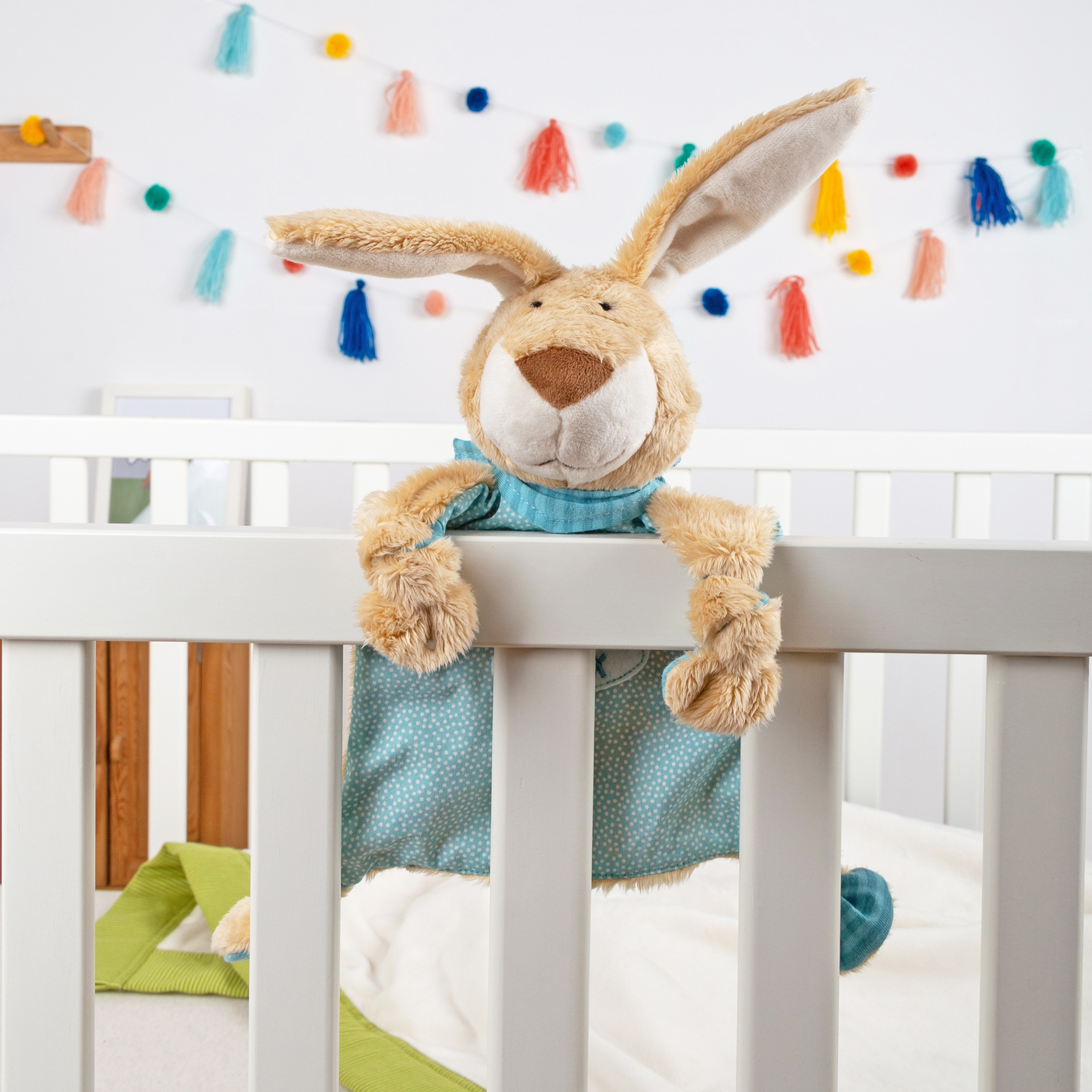 Individualised baby blankie rabbit, blue