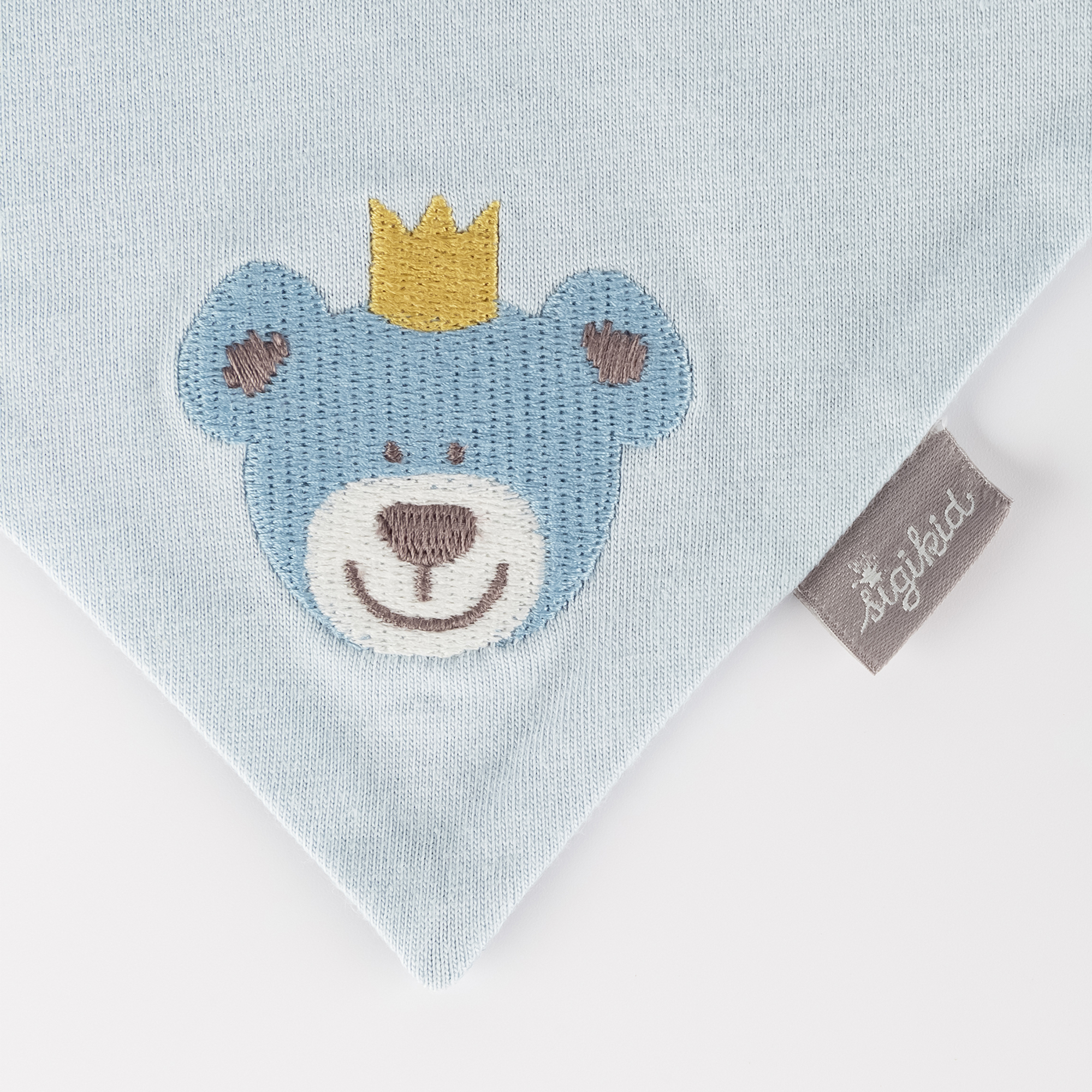 Newborn baby bandana bib bear prince blue, reversible