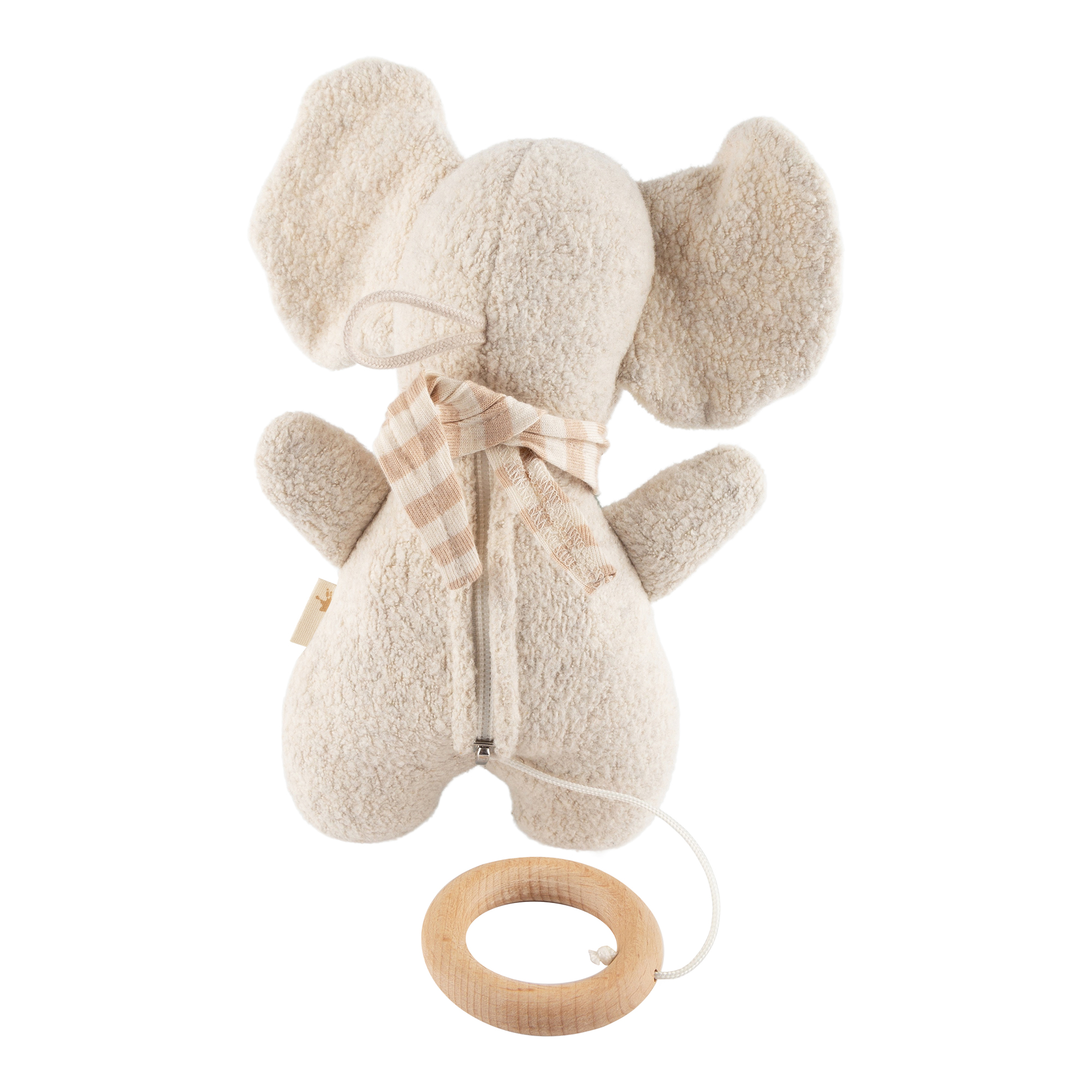 Muslin musical baby soft toy elephant, green