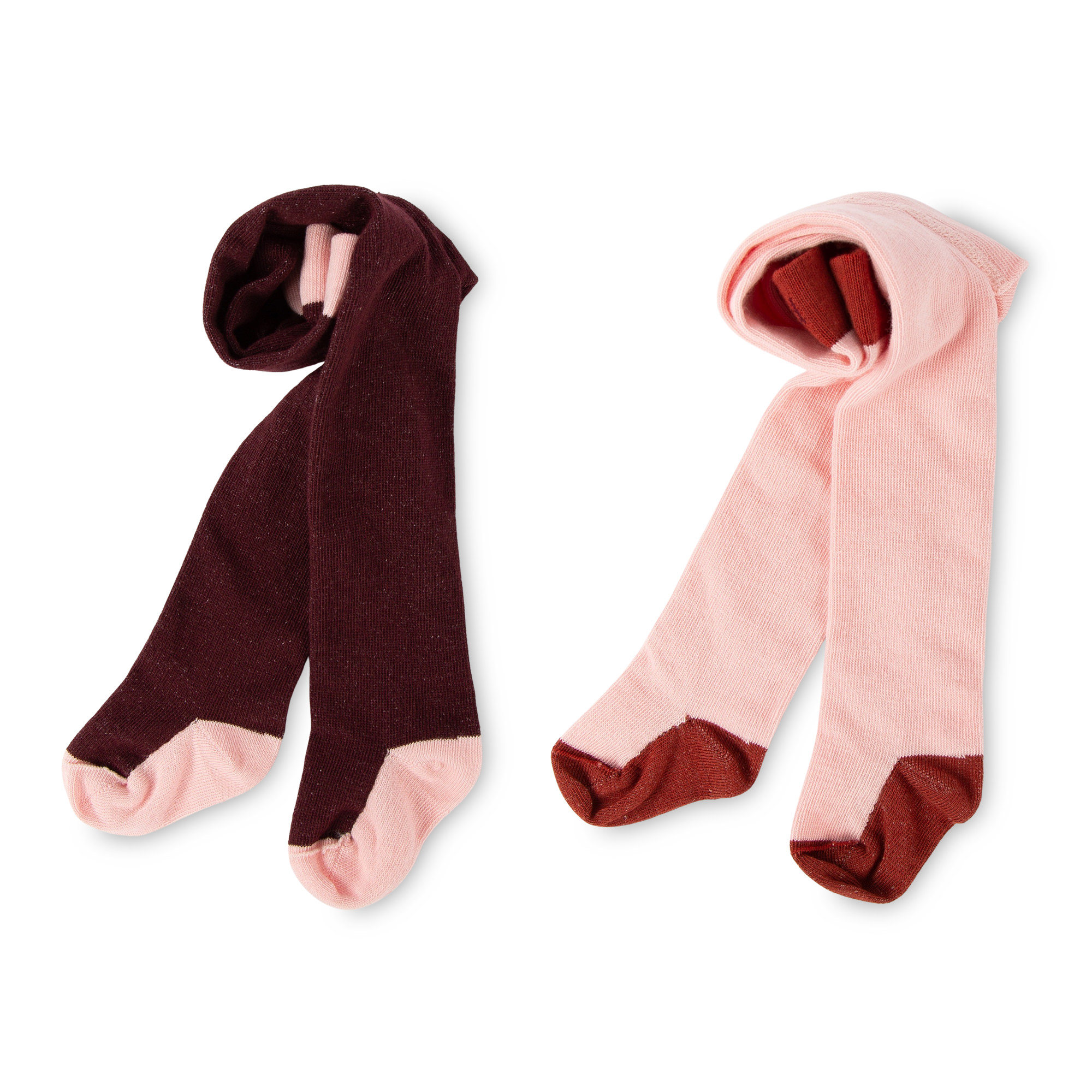 2 pair set baby tights pink/burgundy