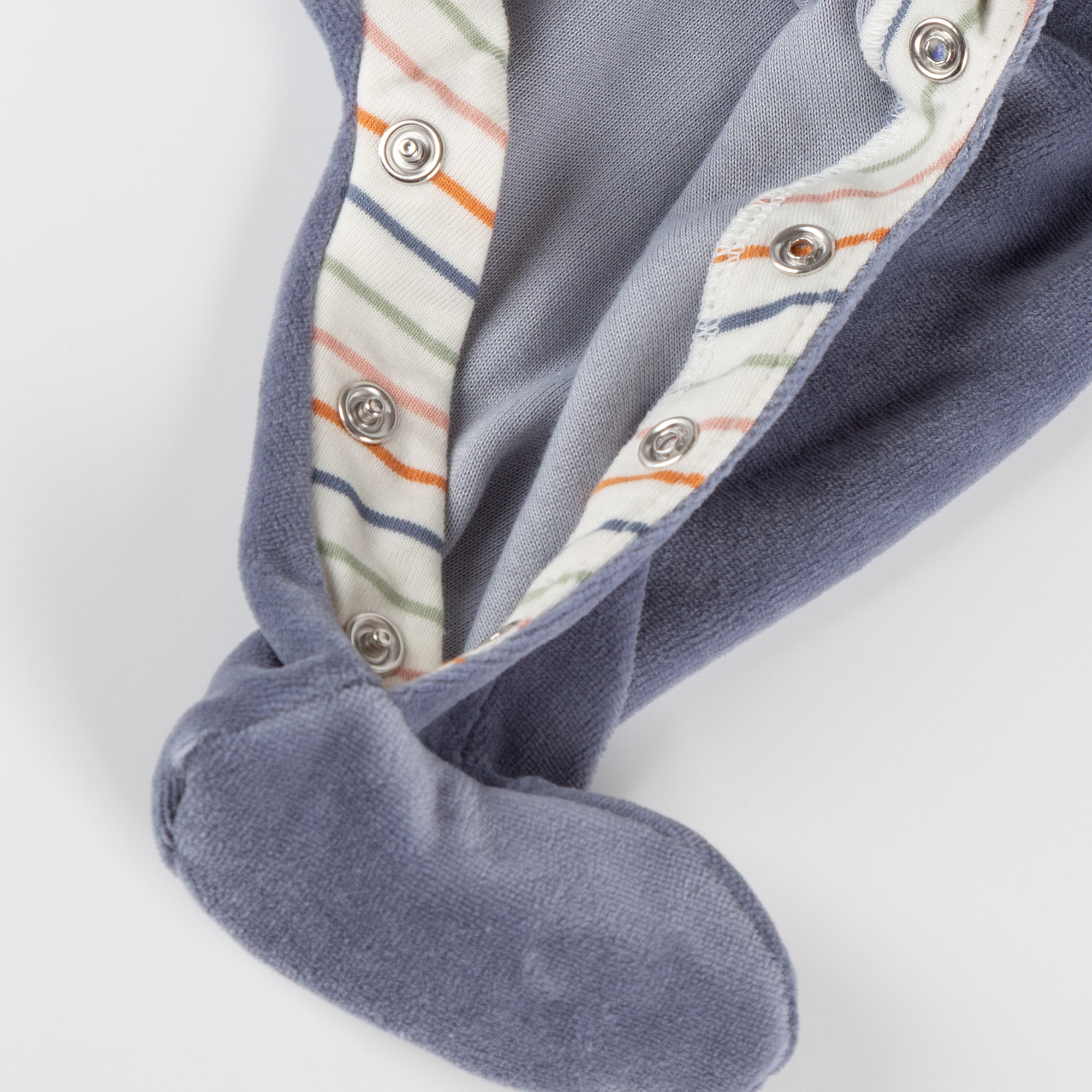 Newborn baby velour romper mouse, blue