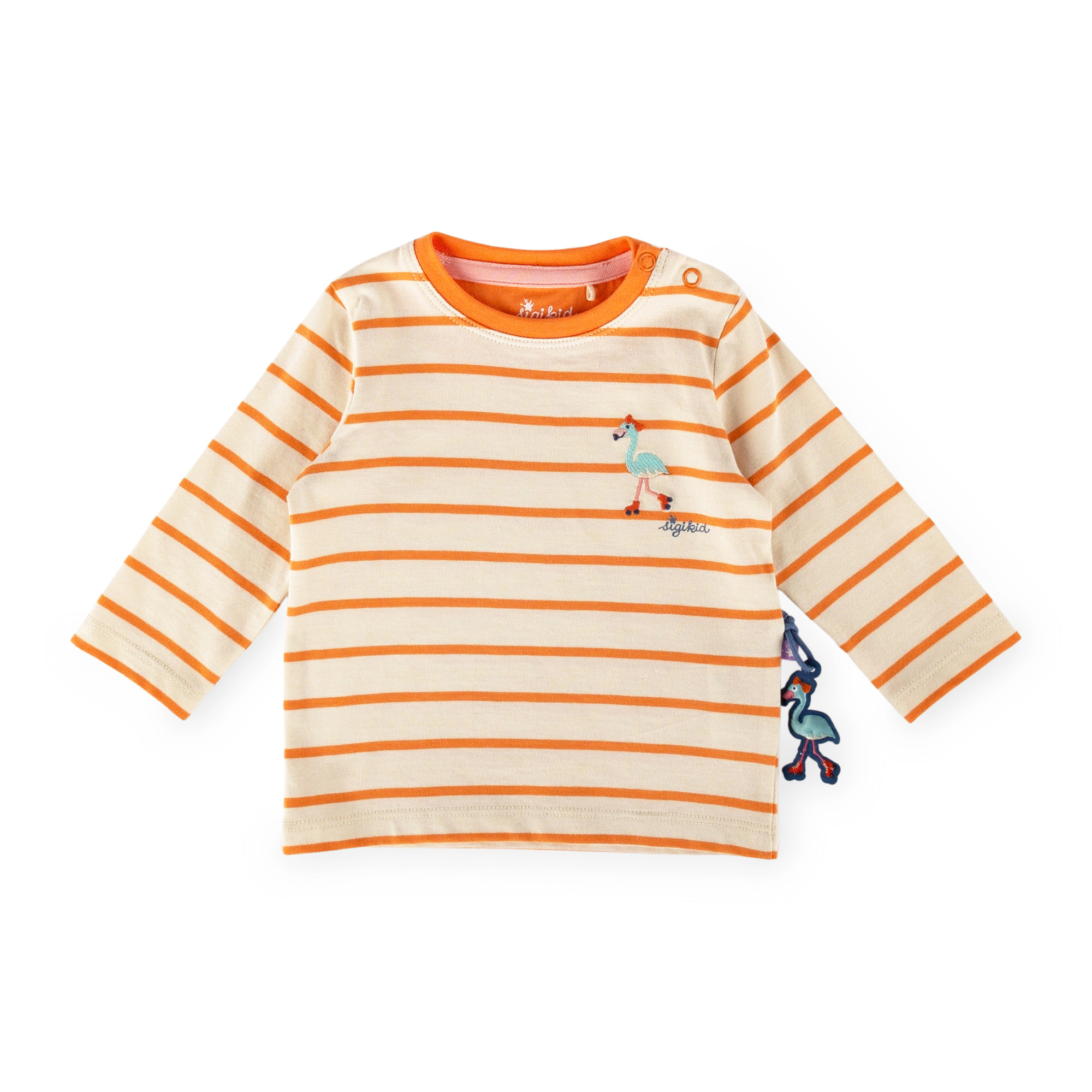 Baby Langarm Ringelshirt, orange-weiß
