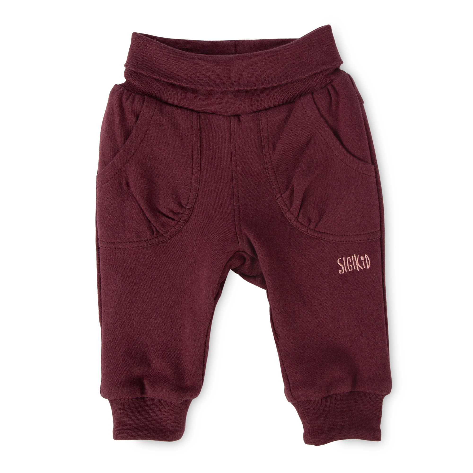 Reversible baby soft pants, burgundy red/copper brown