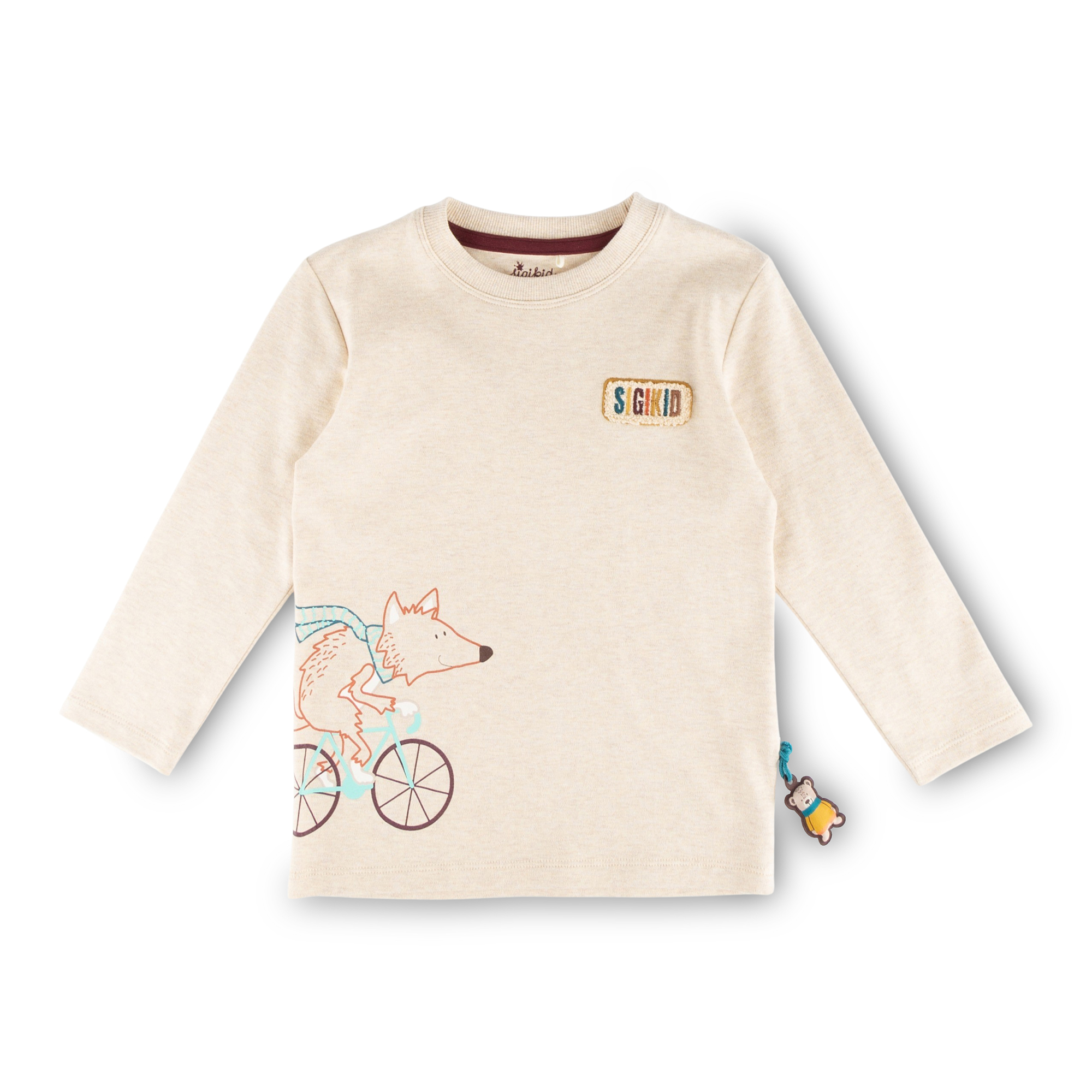 Kinder Langarmshirt Fuchs, beige meliert