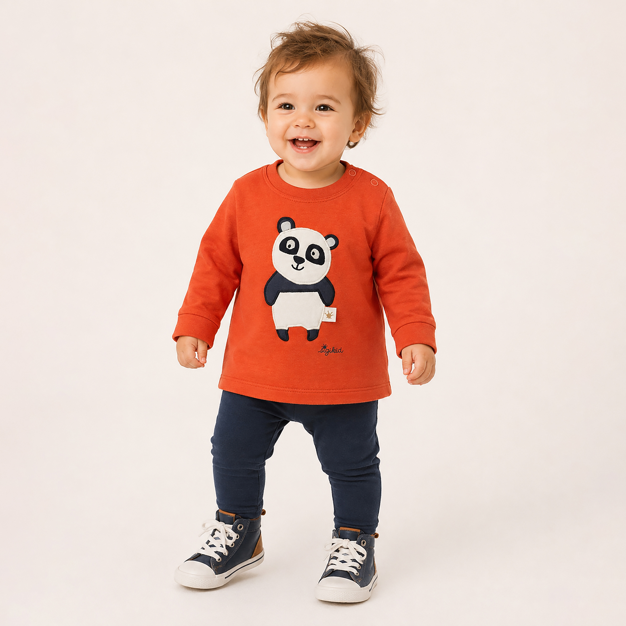 Baby long sleeve Tee panda, ribbed cuffs