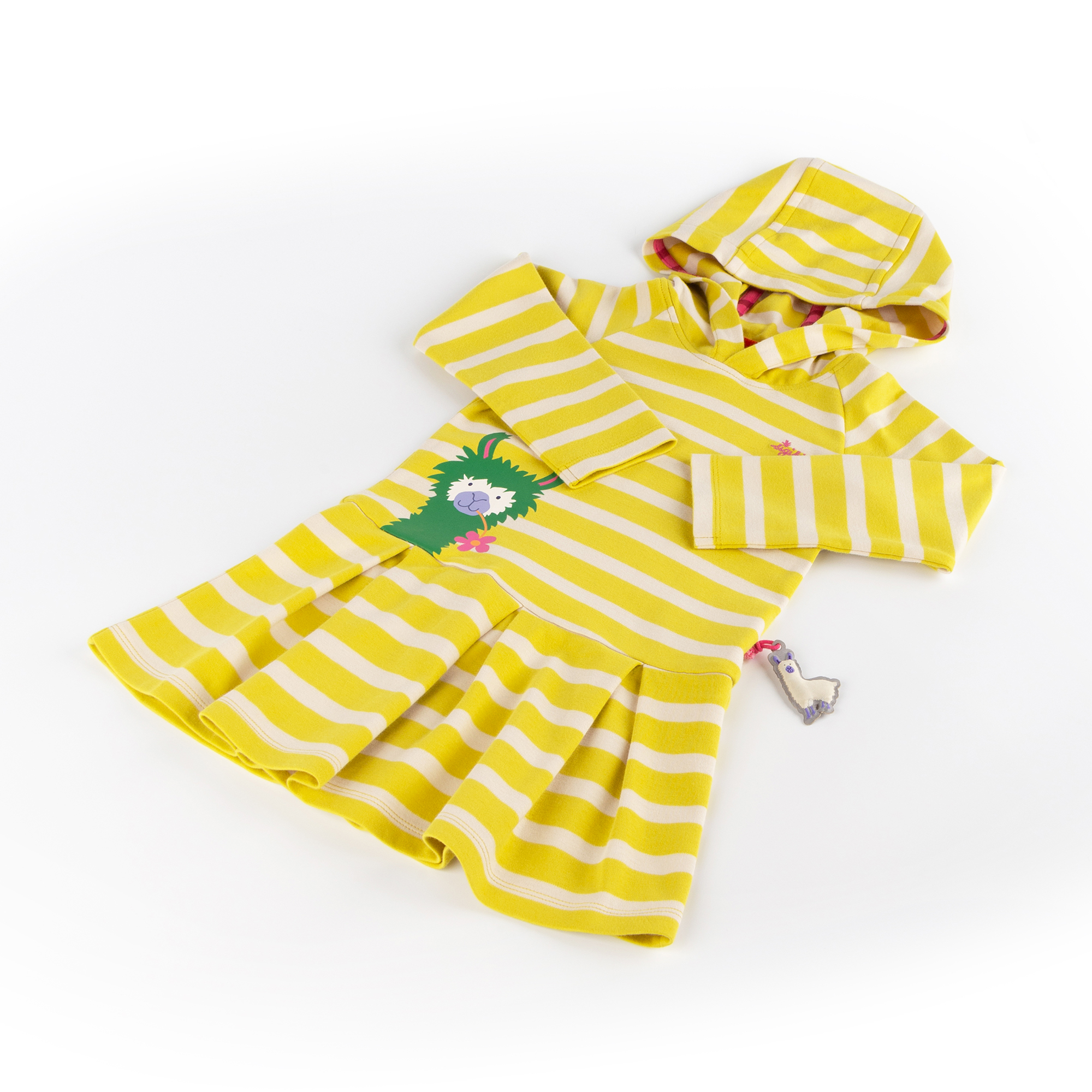 Children's hoody dress Crazy Llama, pleated skirt