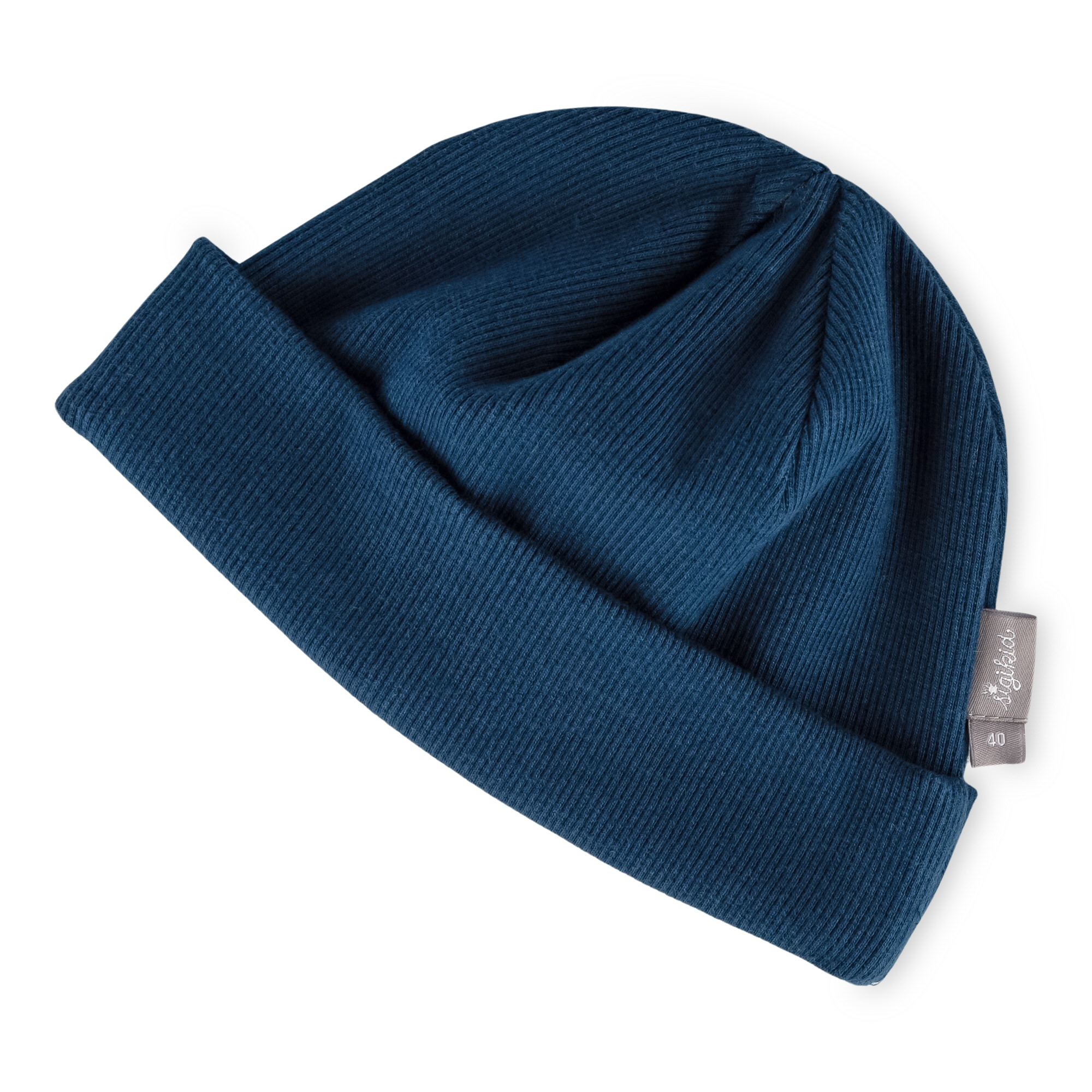 Snug baby rib knit beanie hat, dark teal blue Snug baby rib knit beanie hat, dark teal blue