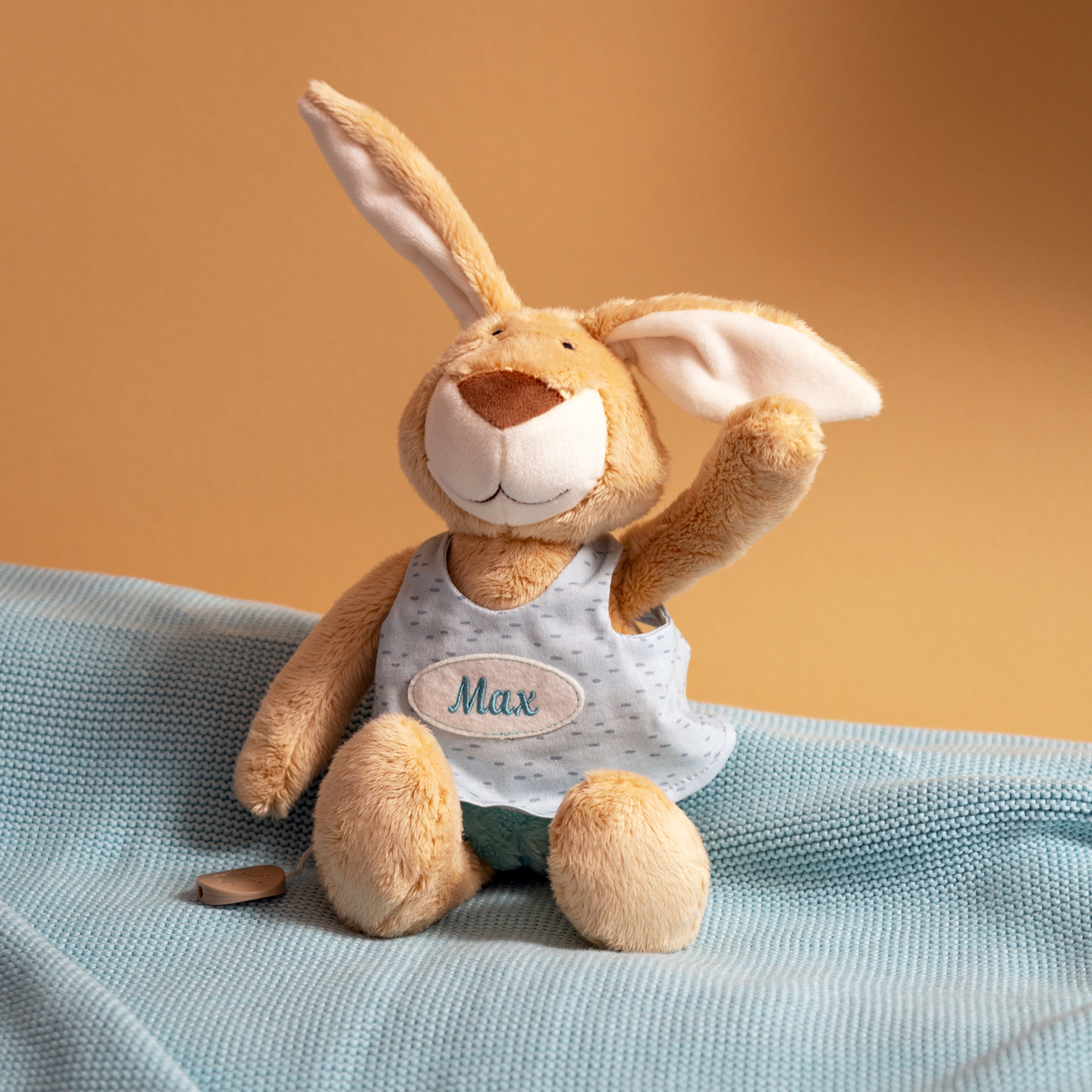 Namensspieluhr Hase türkis
