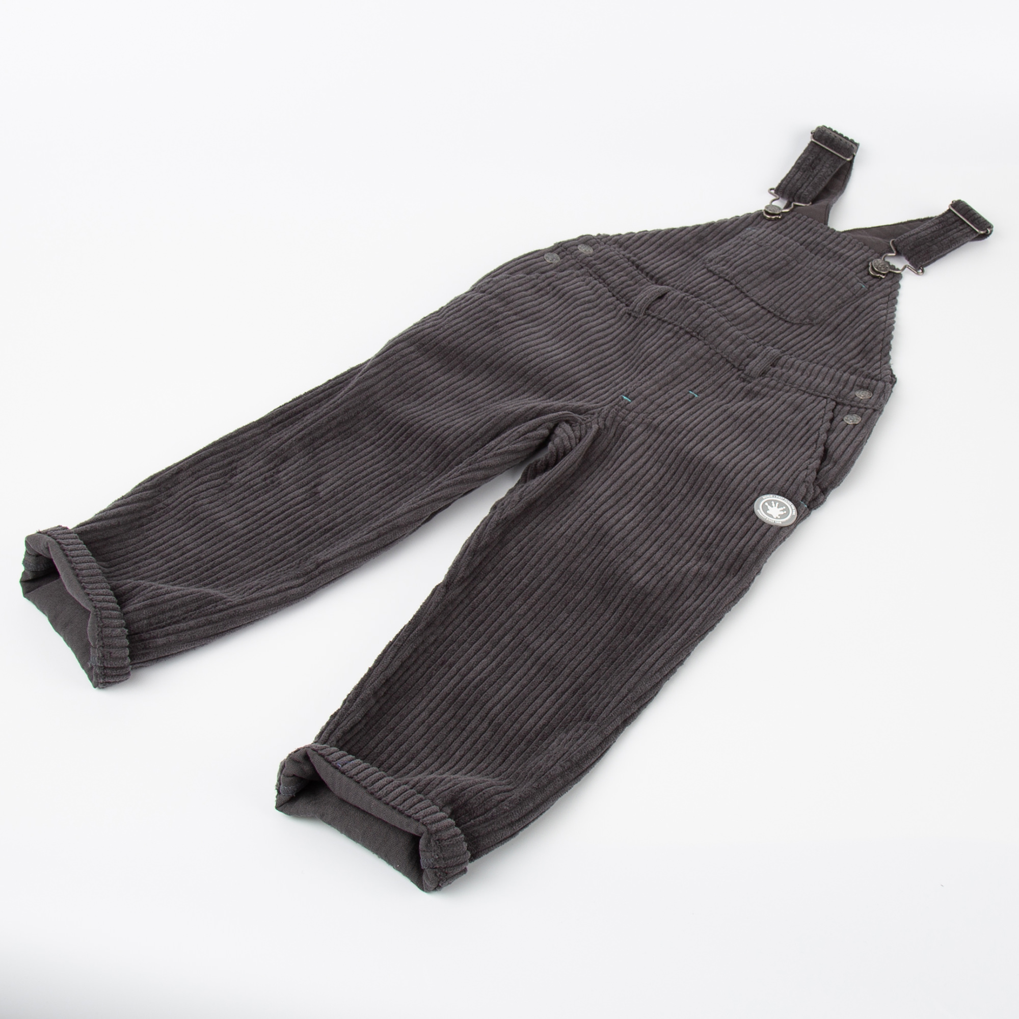Kids' corduroy dungarees with adjustable straps, dark grey Kids' corduroy dungarees with adjustable straps, dark grey