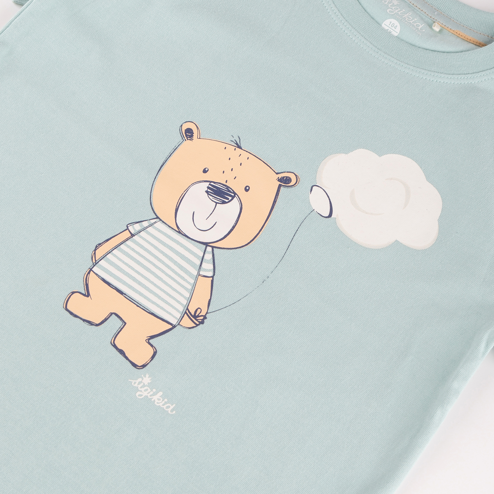 Children's shorty pyjamas bear, light blue/beige