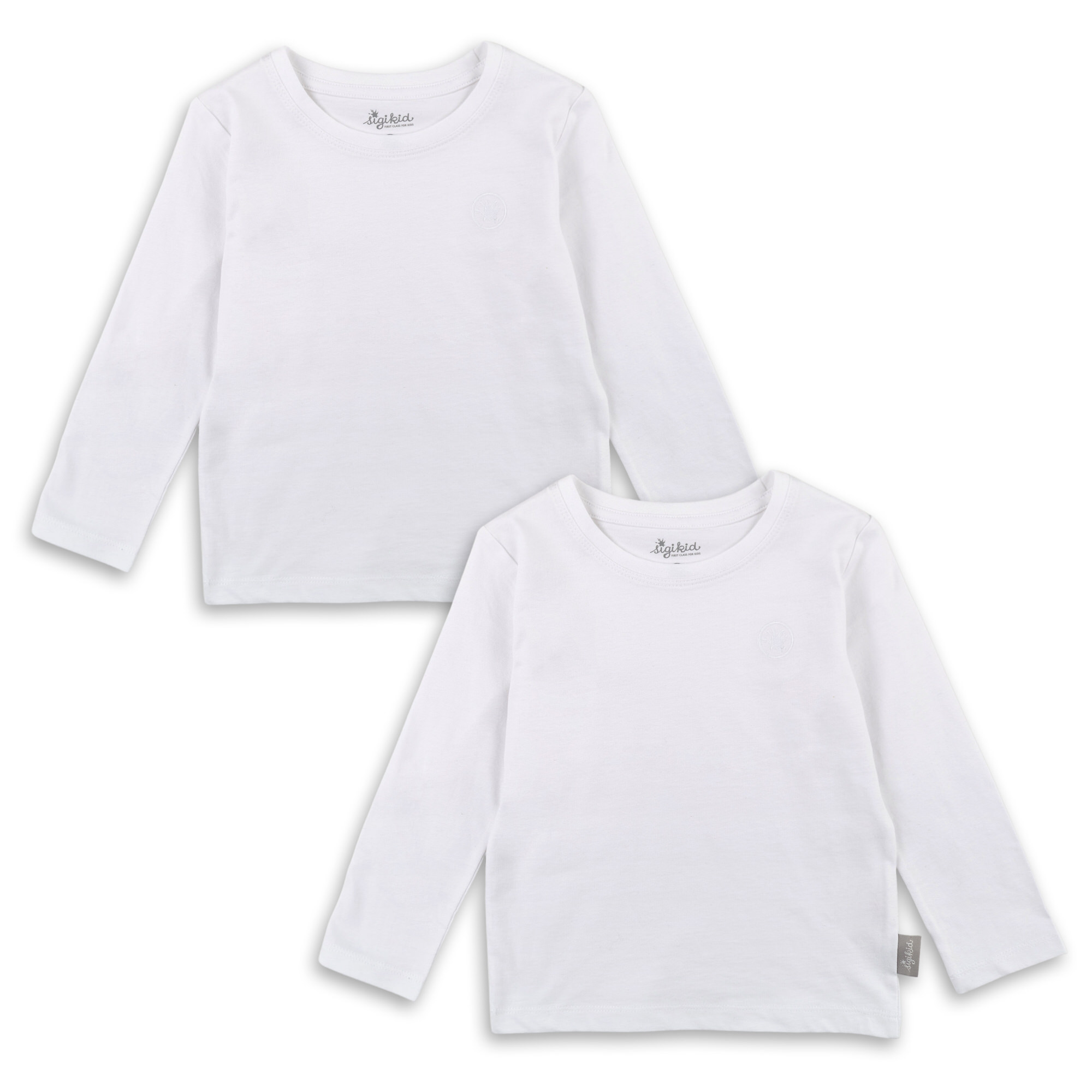 2 pack kids' crew neck long sleeve, white 2 pack kids' crew neck long sleeve, white