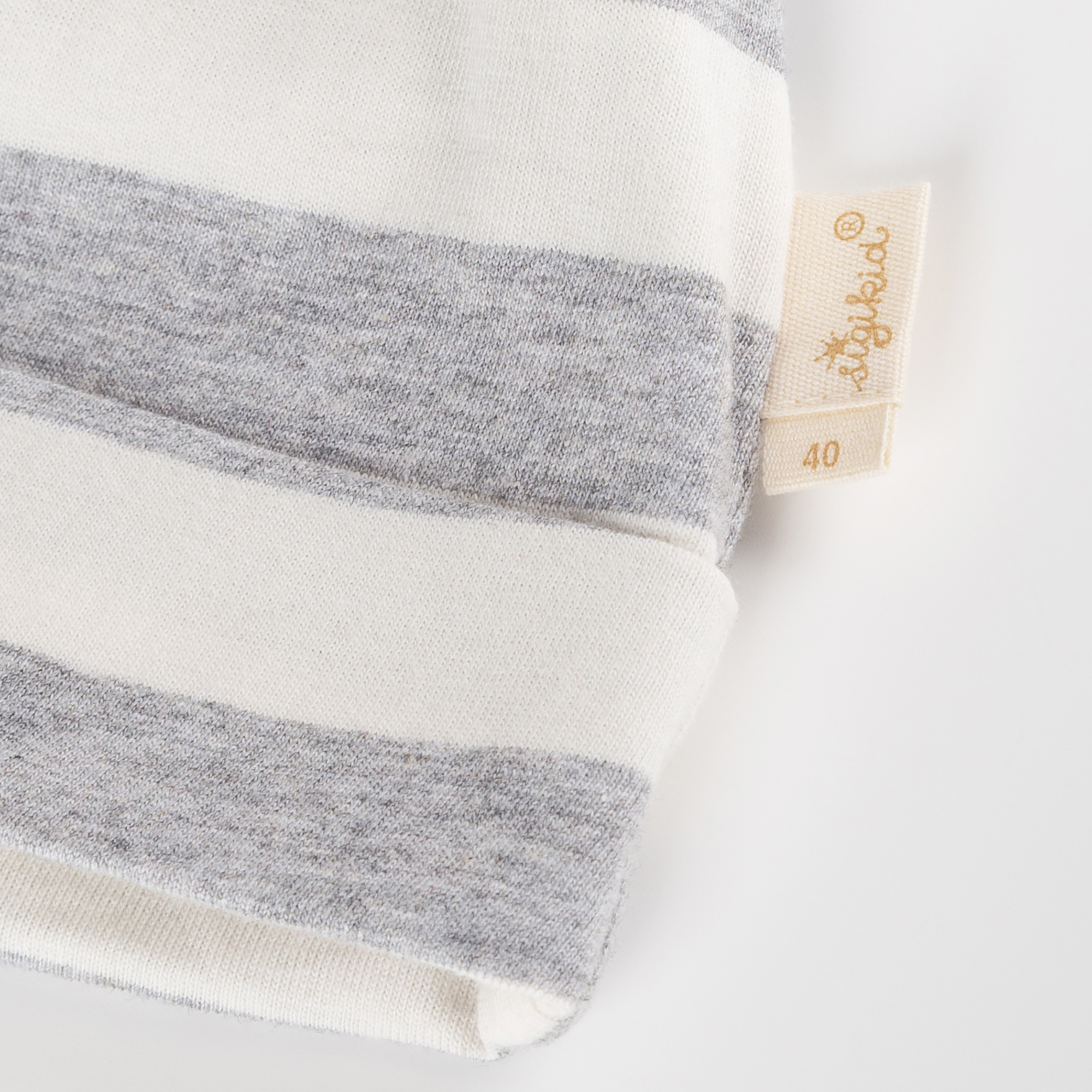 Baby beanie hat, white/grey striped