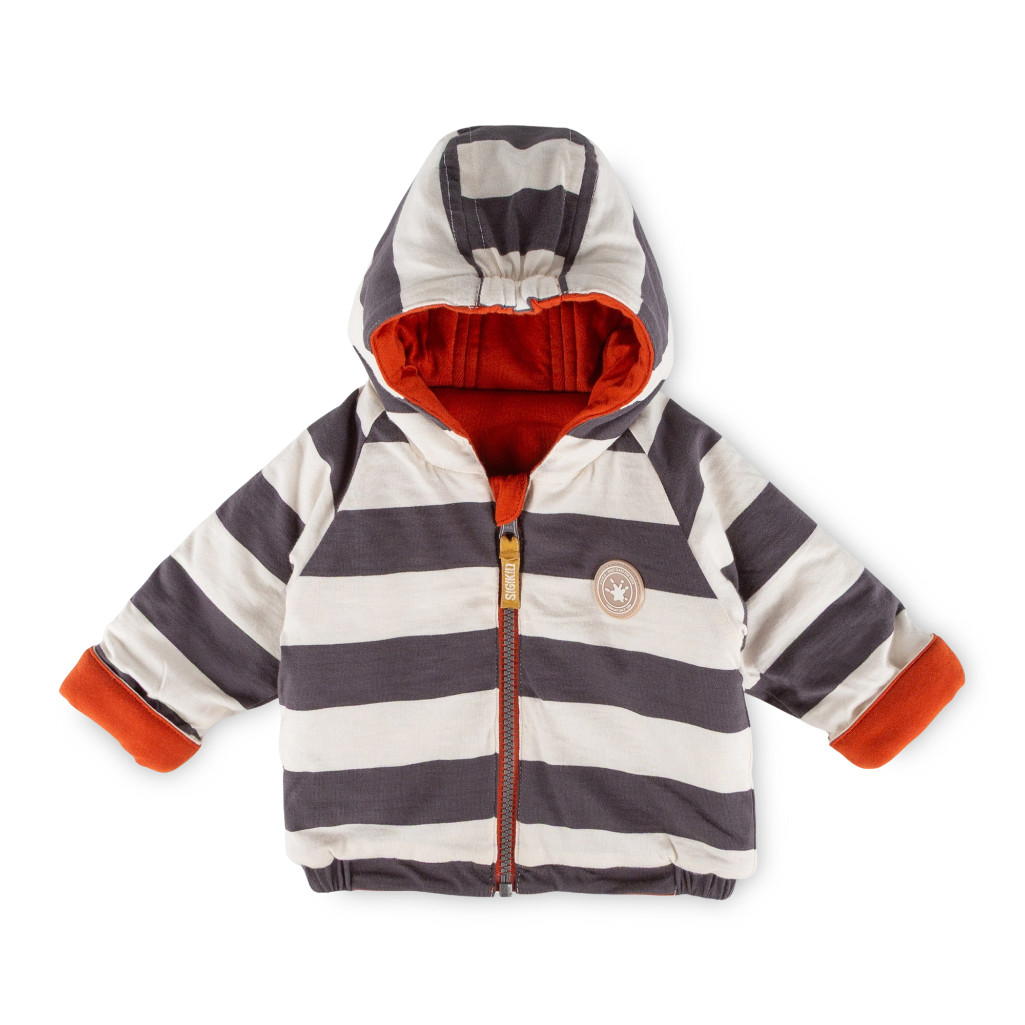 Baby Wendejacke Winterbär wattiert, rot oder grau/weiß gestreift
