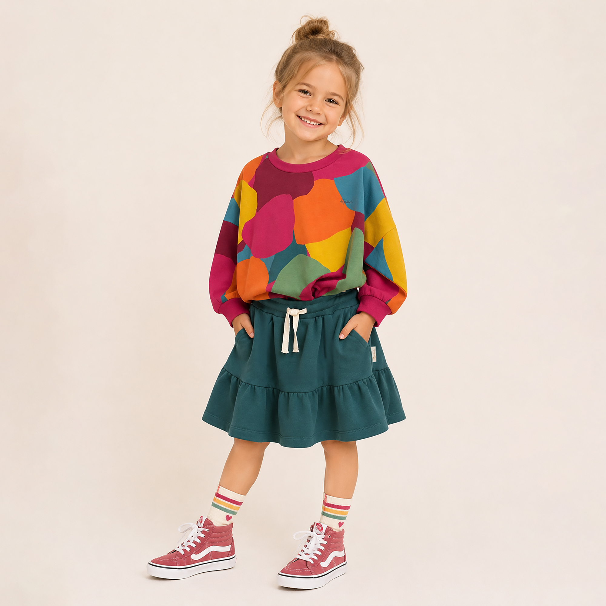 Oversized children's long sleeve Tee, multicoloured