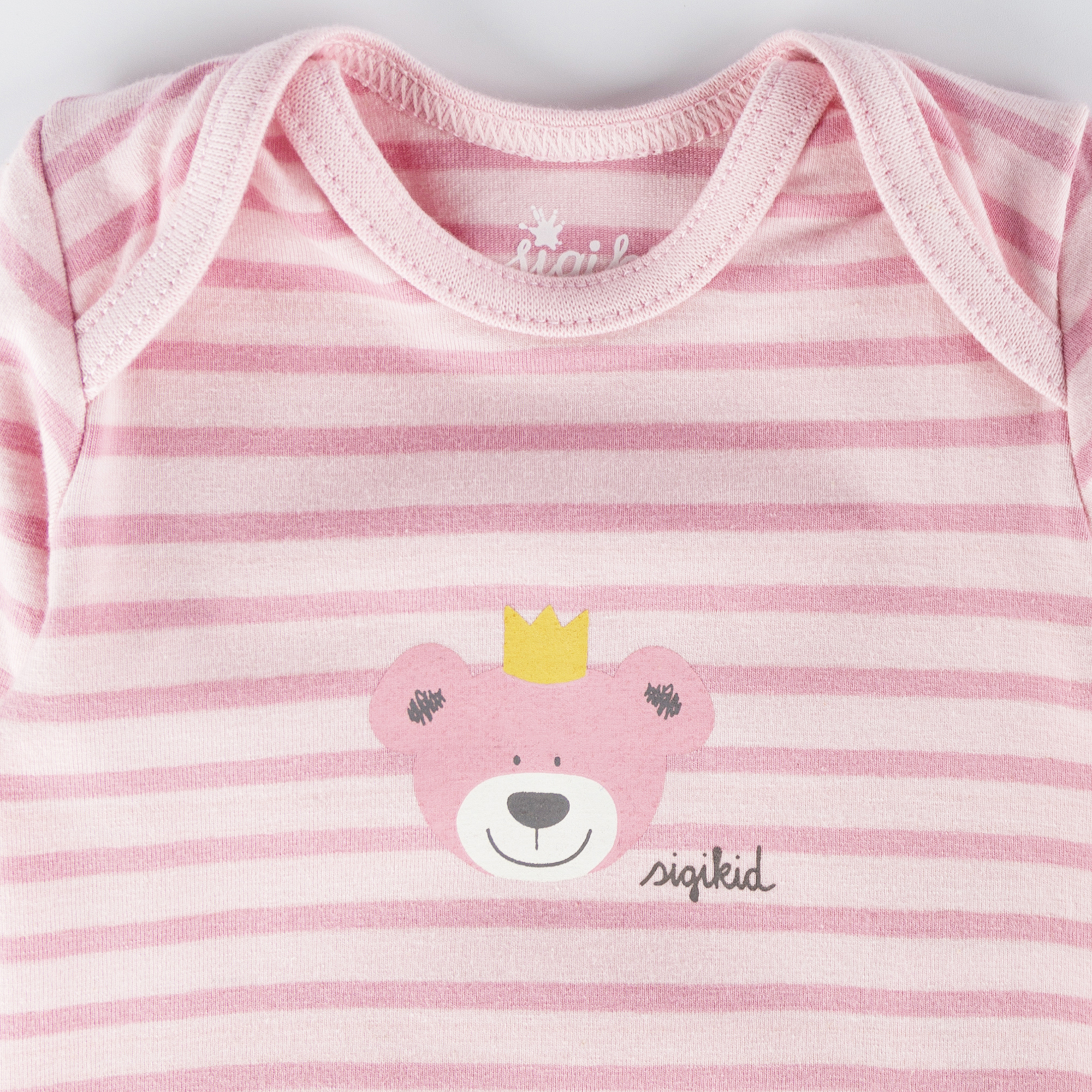Newborn baby long sleeve onesie bear prince, pink striped