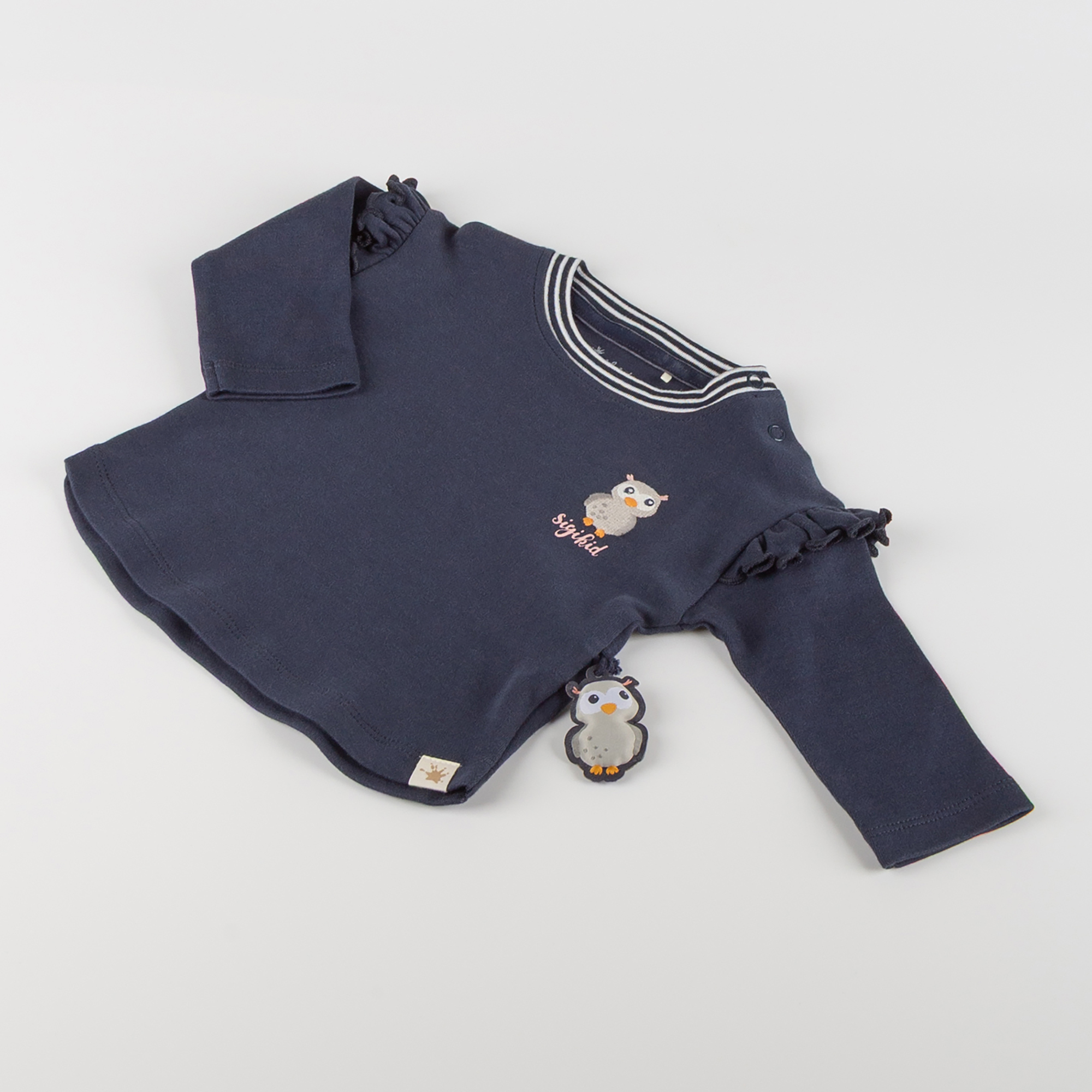 Baby Langarmshirt Eule Curious Owl, dunkelblau