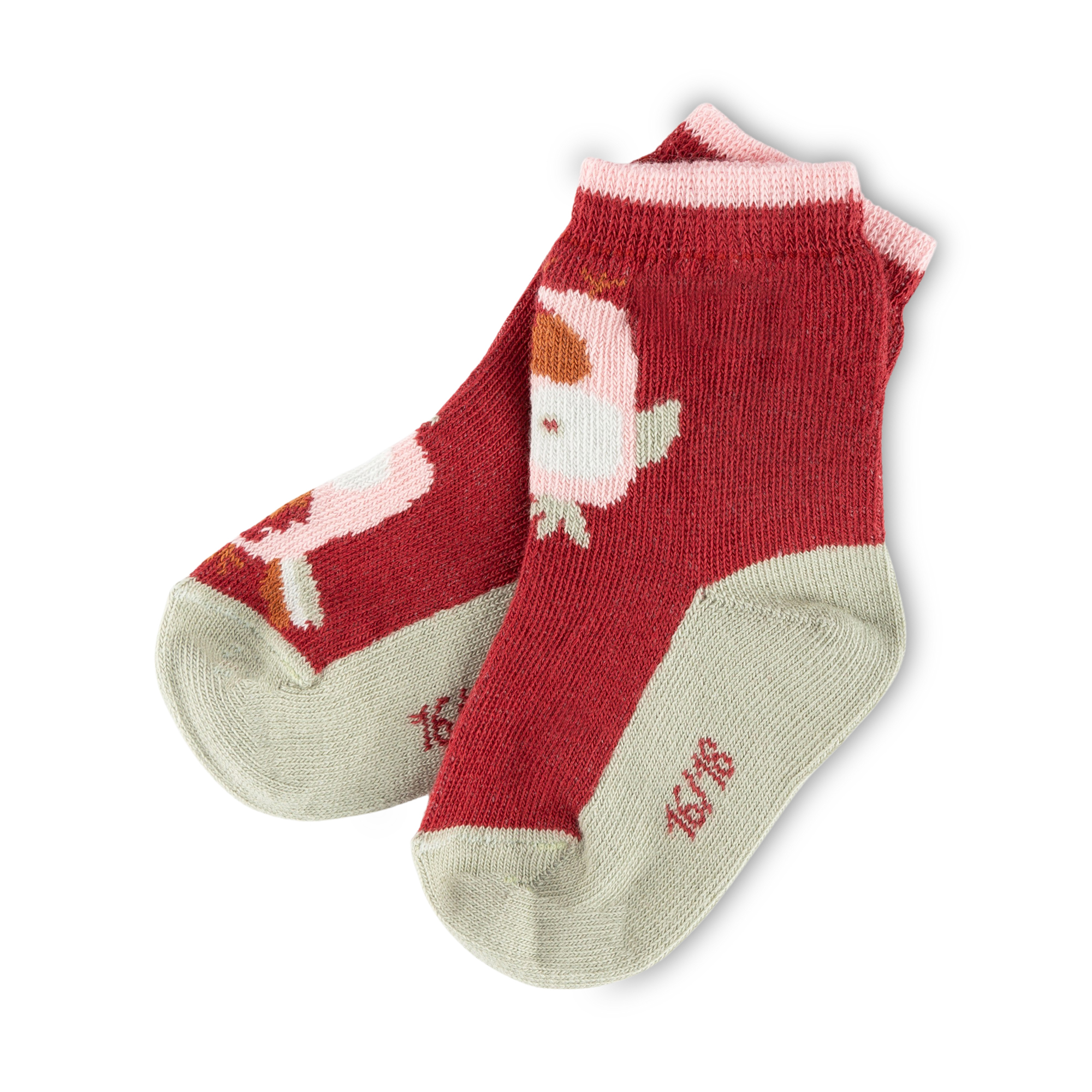 3er-Pack Kinder Socken, rosa und dunkelrot