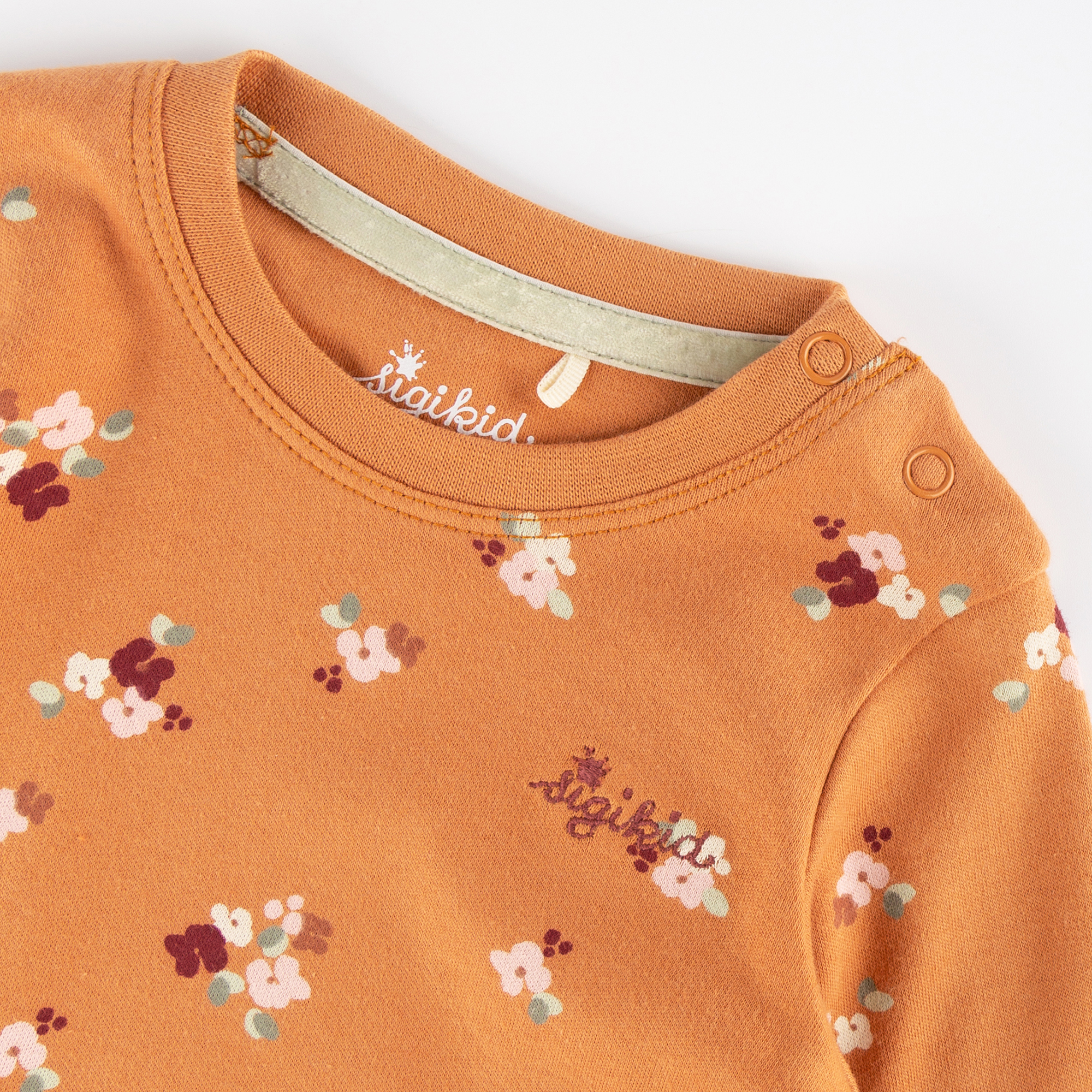 Baby long sleeve Tee flowers, caramel brown