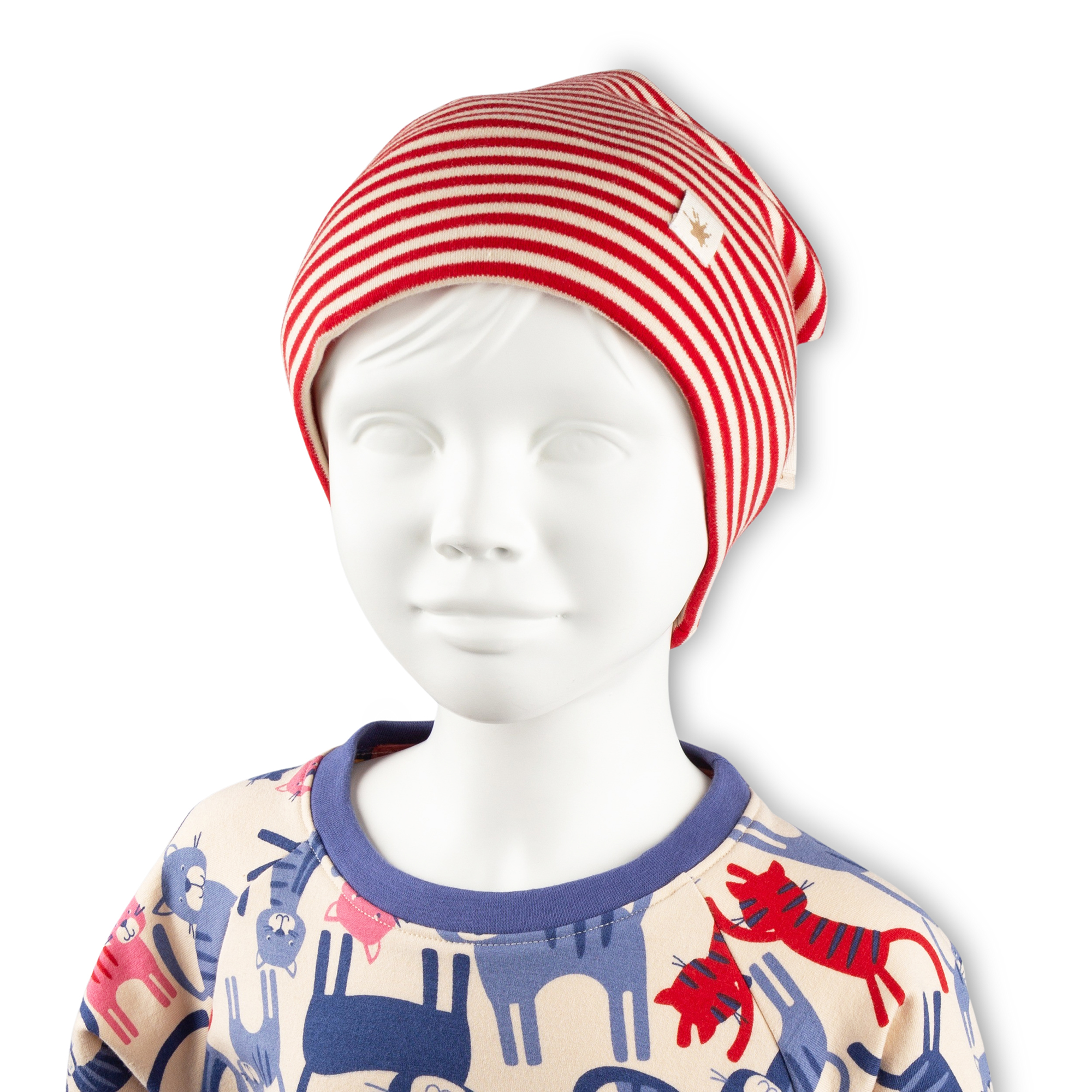 Red striped children's beanie hat, Wild Cat