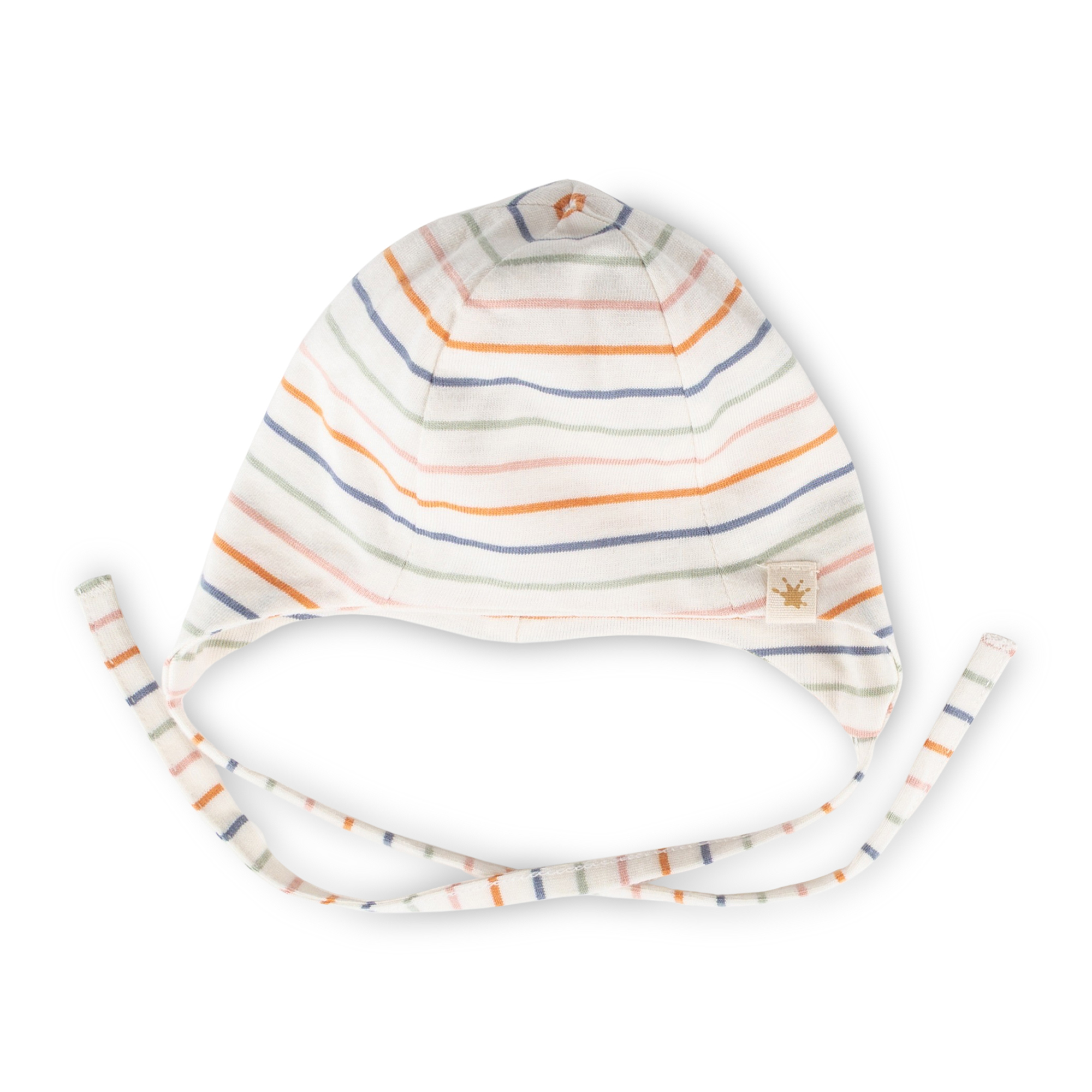 Newborn baby hat with ties, striped