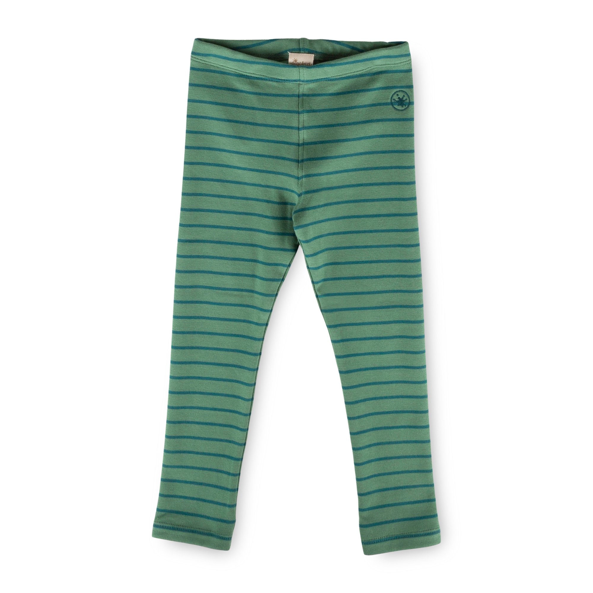 Children's rib knit leggings, green striped