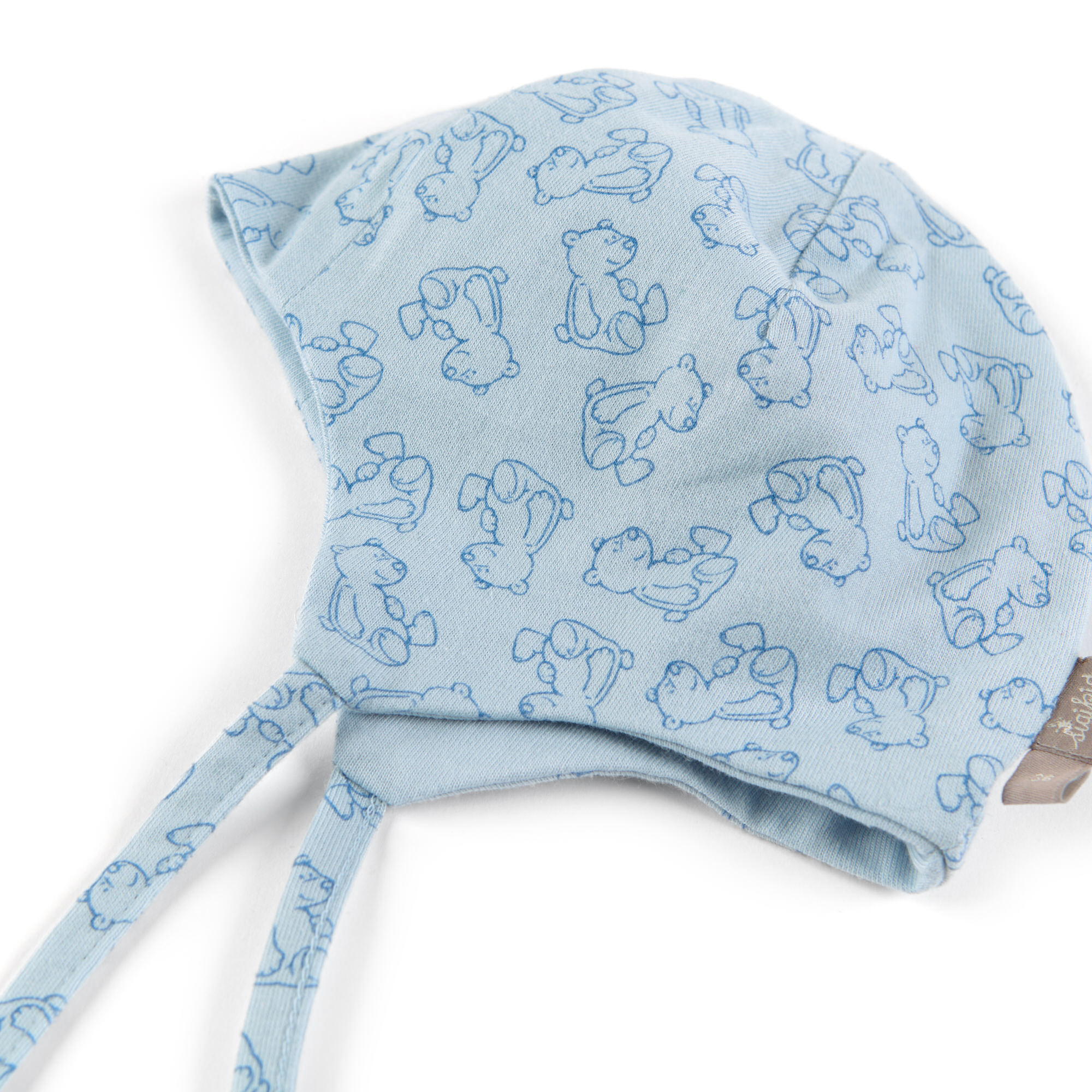 Hellblaue Babymütze mit Bärchen Print