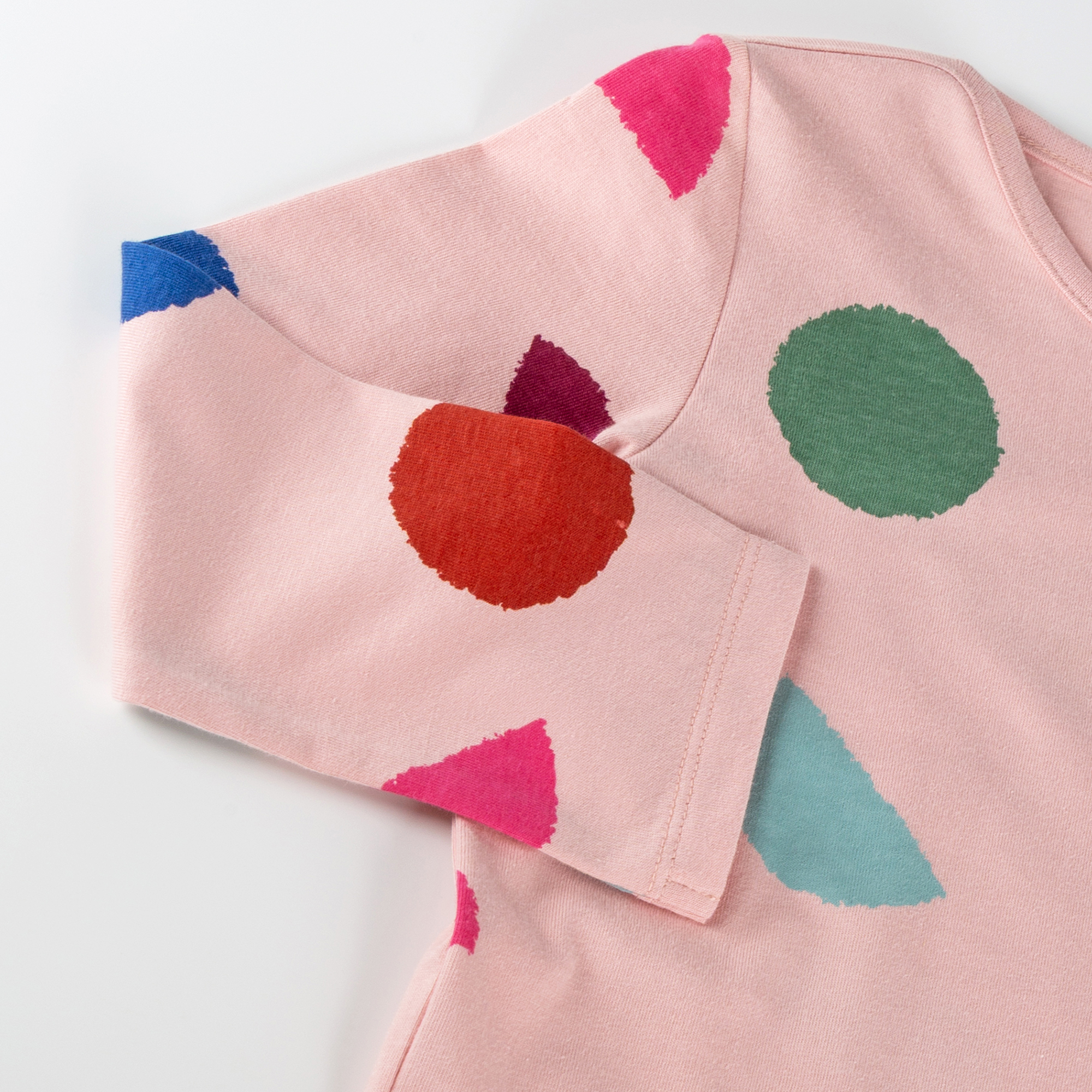 Pink children's long sleeve Tee, multicoloured print