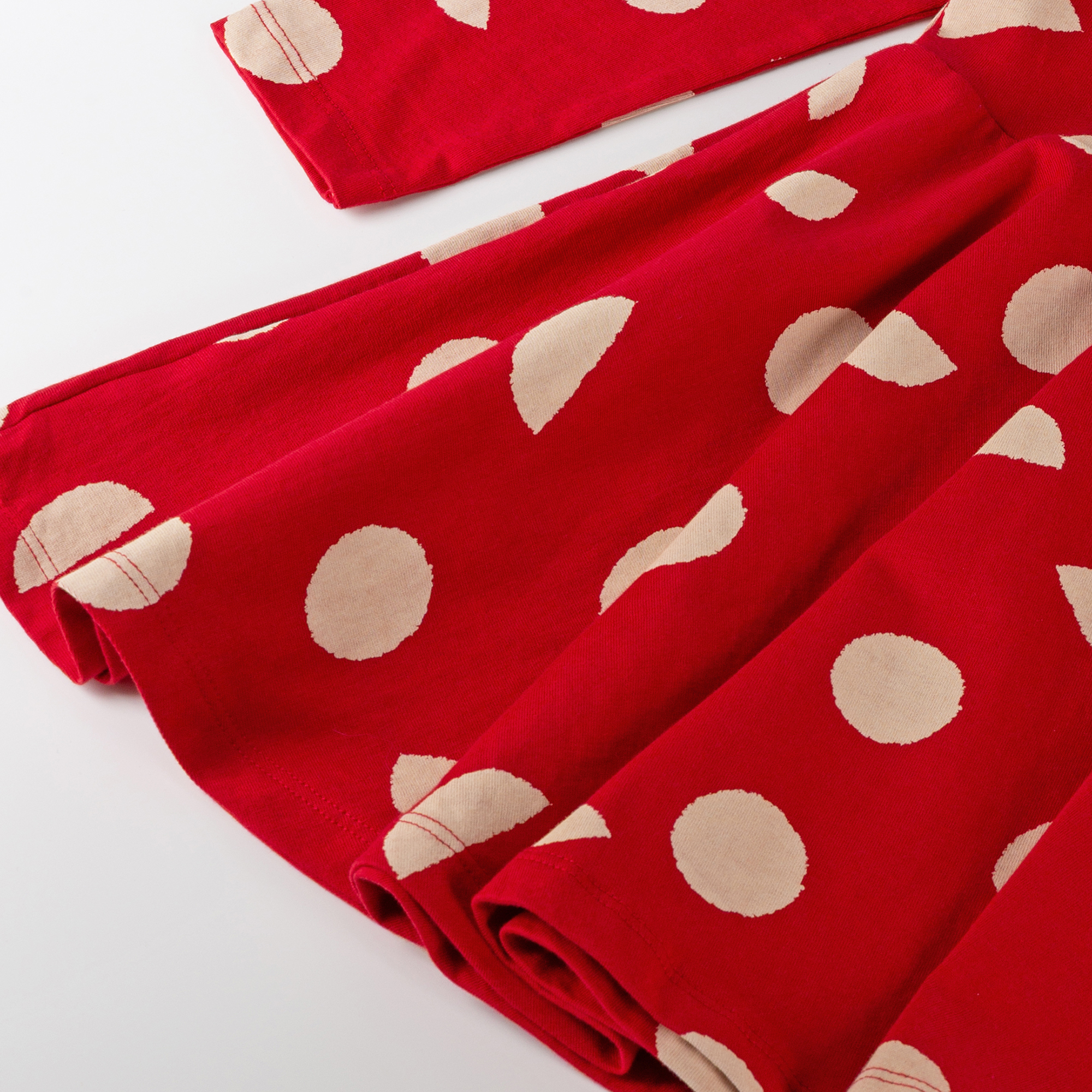 Twirly long-sleeved dress, red, print