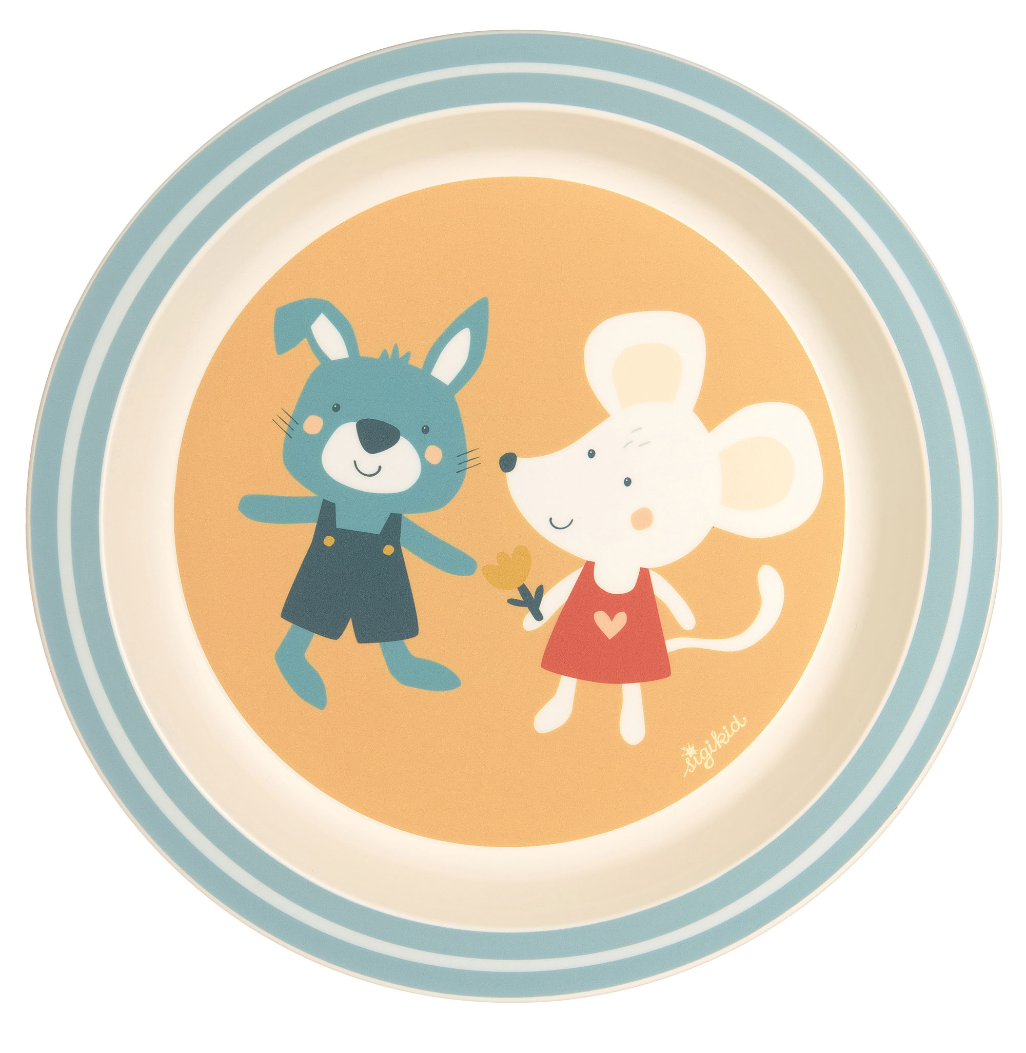 Children's plate bunny & mouse, "4 friends"
