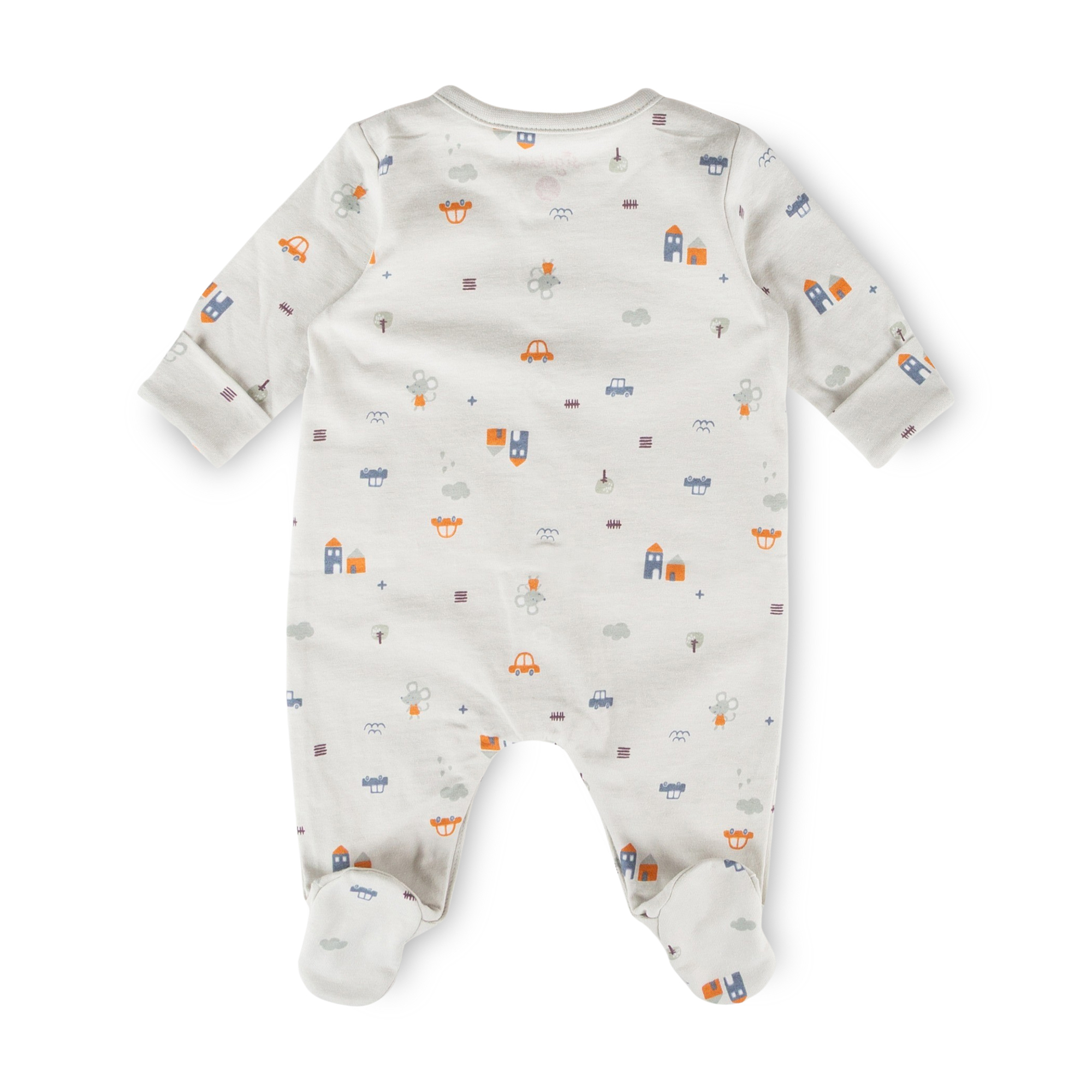 Newborn baby footed romper, foldover mittens