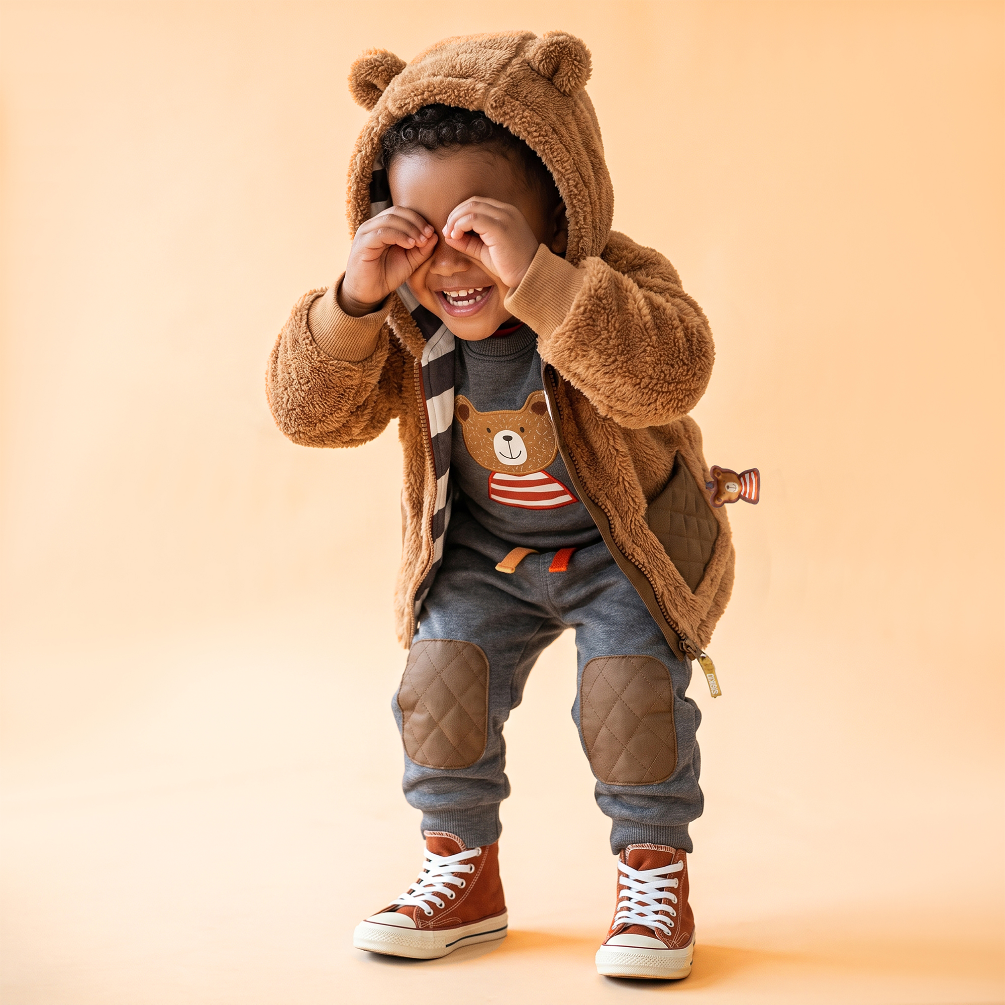 Baby Sherpa Fleece Jacke gefüttert Winterbär, braun