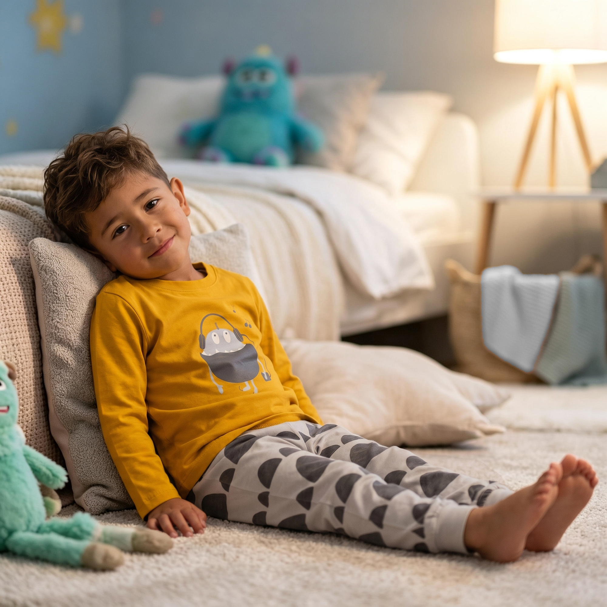 Children's long-sleeved pajamas music monster