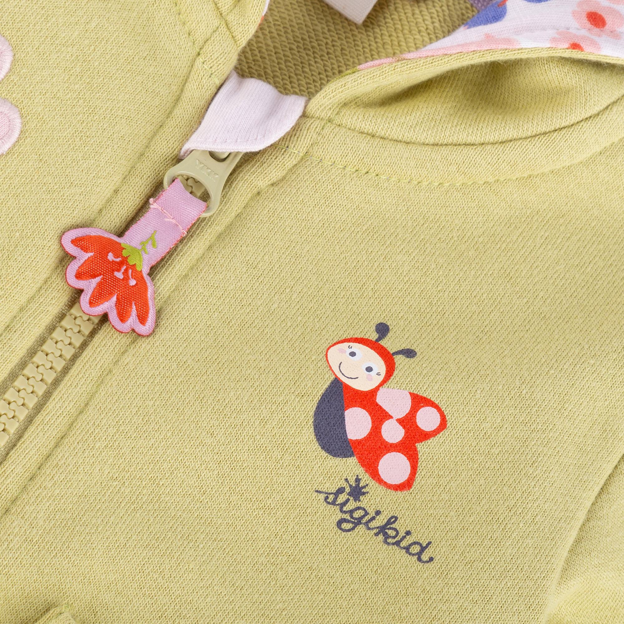 Hooded baby sweat jacket, Happy Ladybug