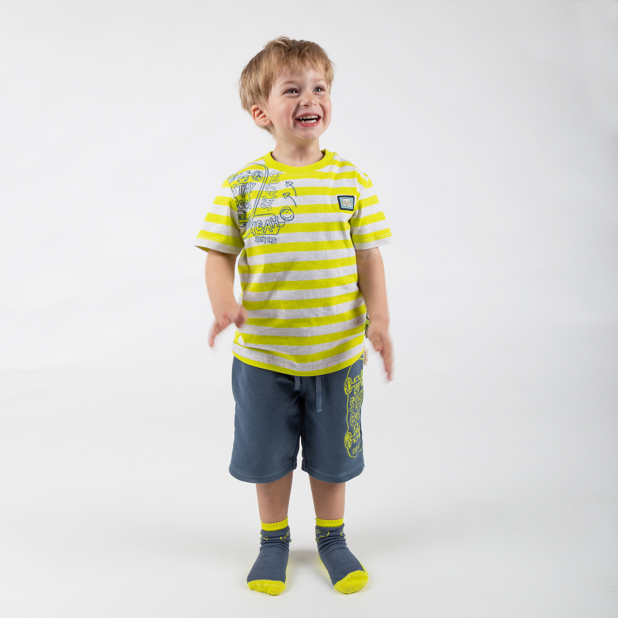 Blaue Kinder Sweatbermuda Sporty Dino, Skateboard Blaue Kinder Sweatbermuda Sporty Dino, Skateboard