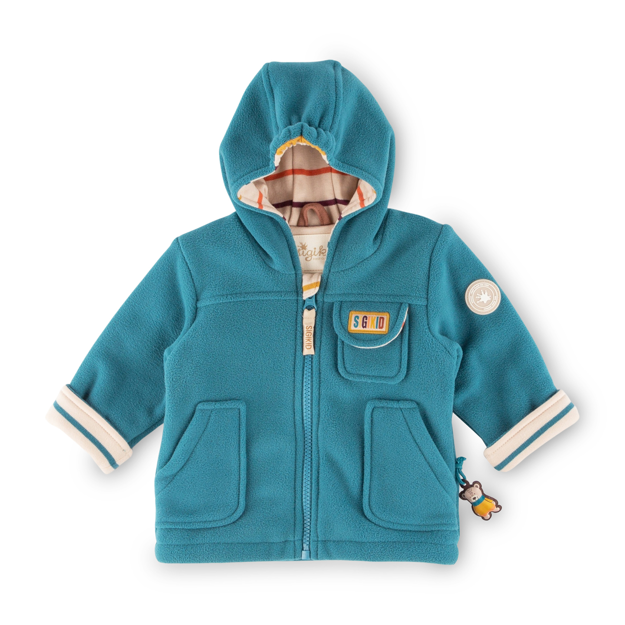 Hooded baby fleece jacket, lined, Winter Animals