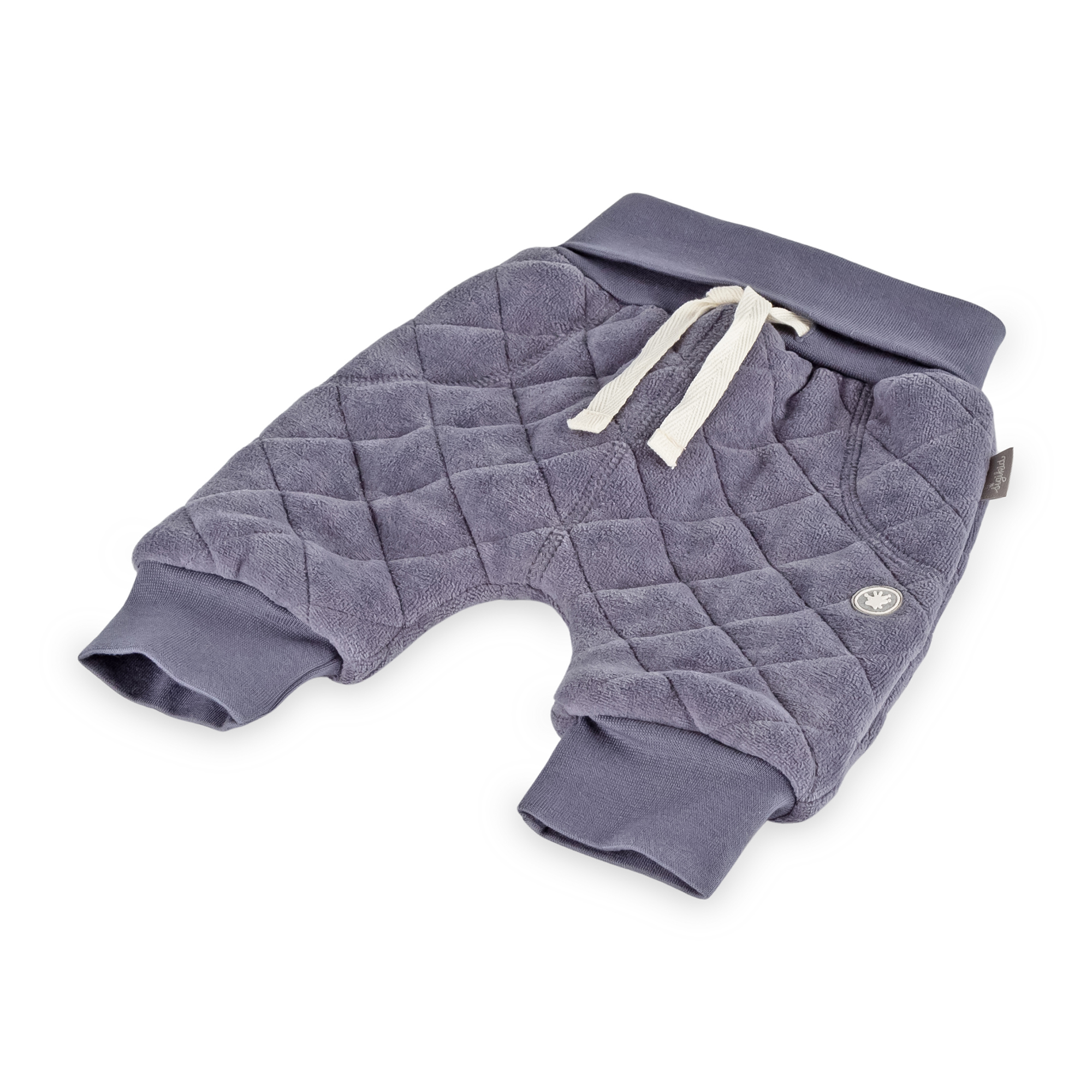 Baby quilted velour pants, lined, dark grey