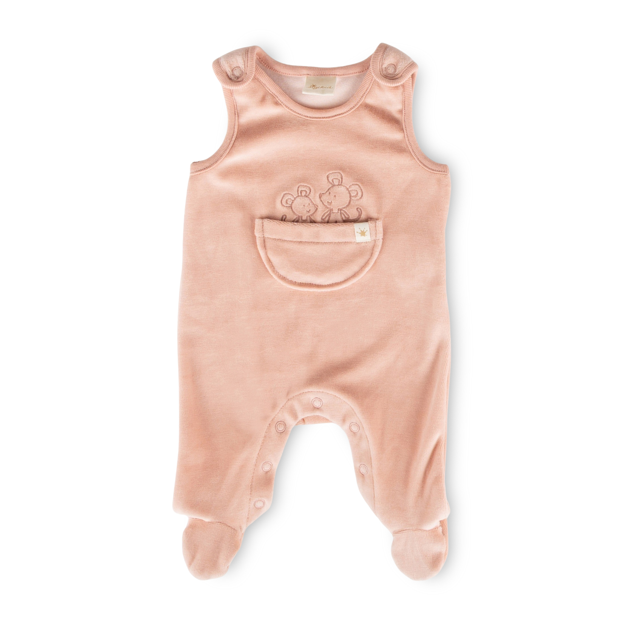 Newborn baby velour romper mouse, pink