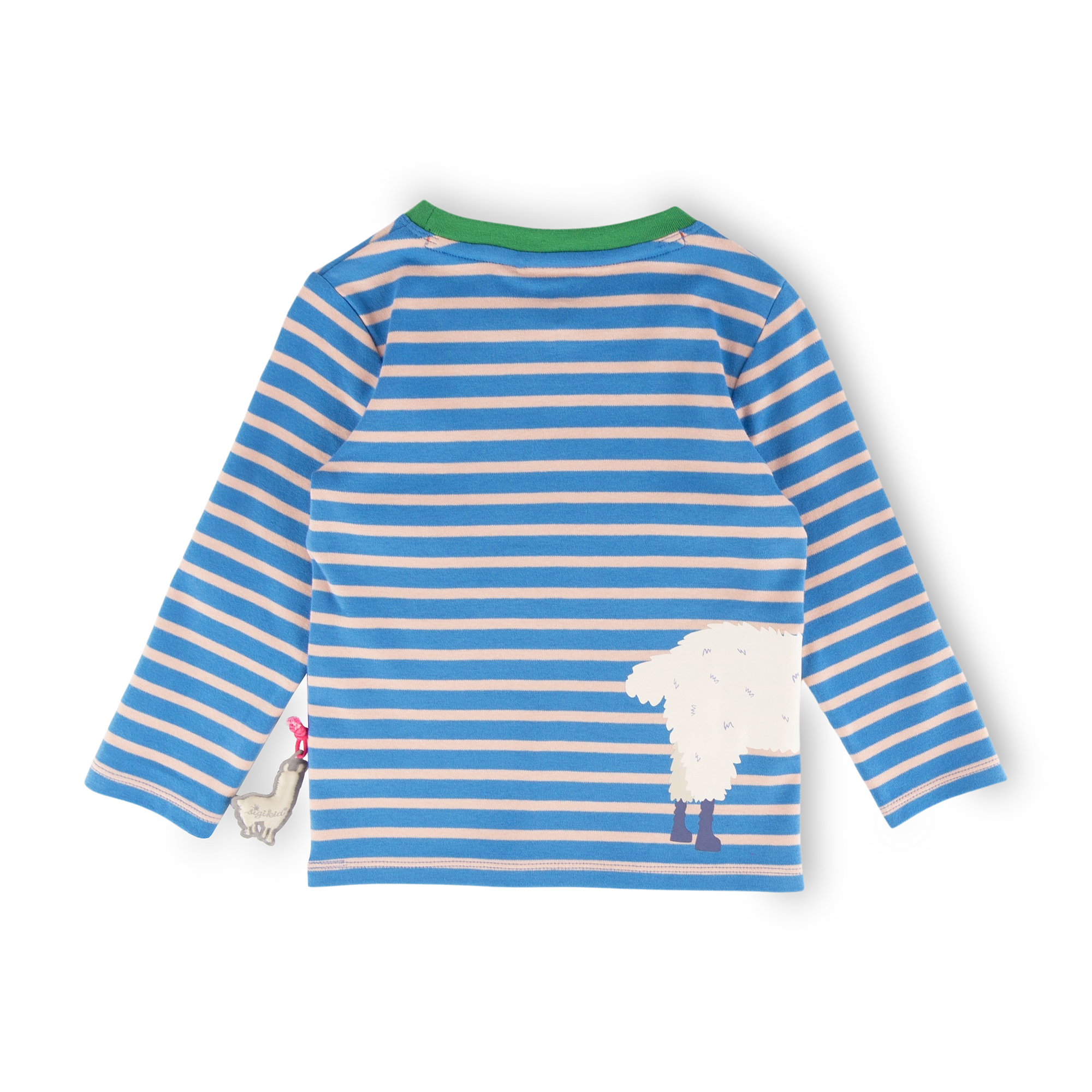 Kinder Langarmshirt Crazy Lama, blau gestreift