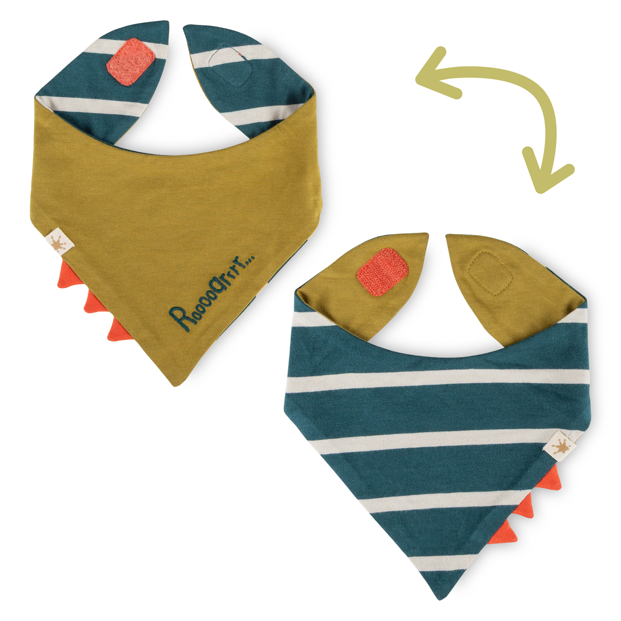 Reversible baby bandana bib Dino Fun