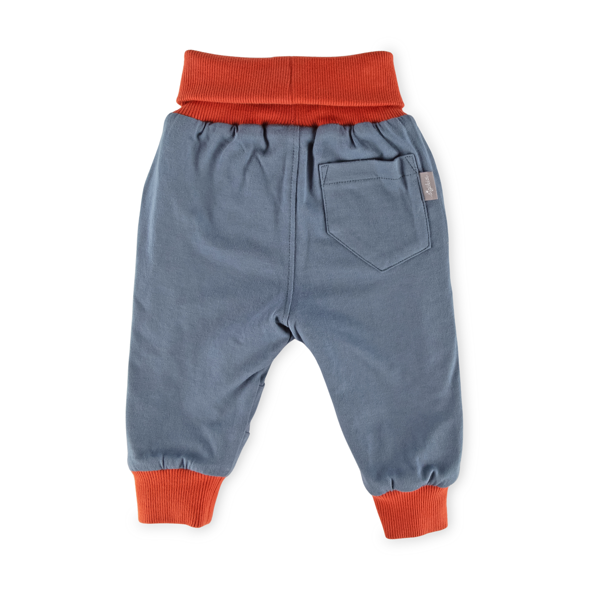 Reversible baby soft pants, smokey blue/orange