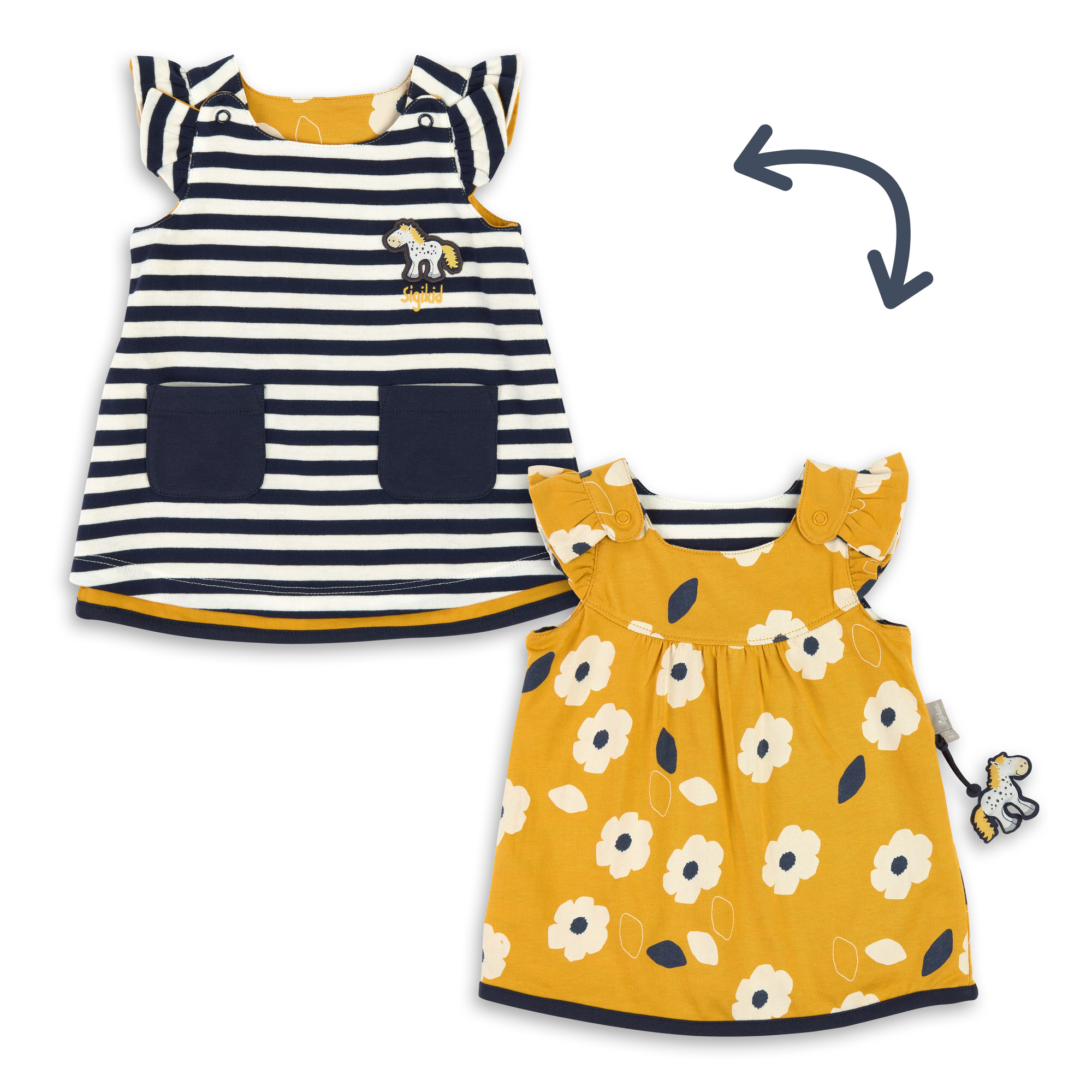 Reversible baby jumper dress Dots Pony, sleeveless