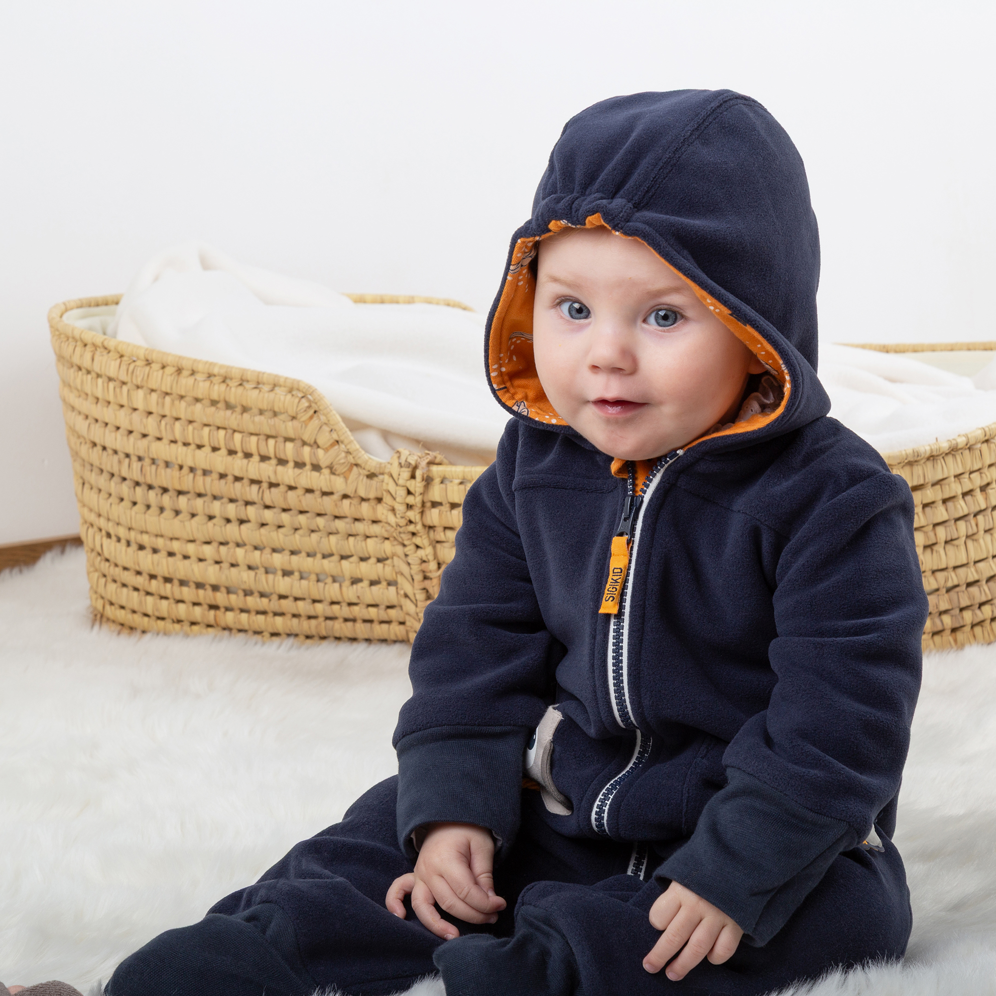 Baby Fleece Overall, Eule Magic Owl, dunkelblau