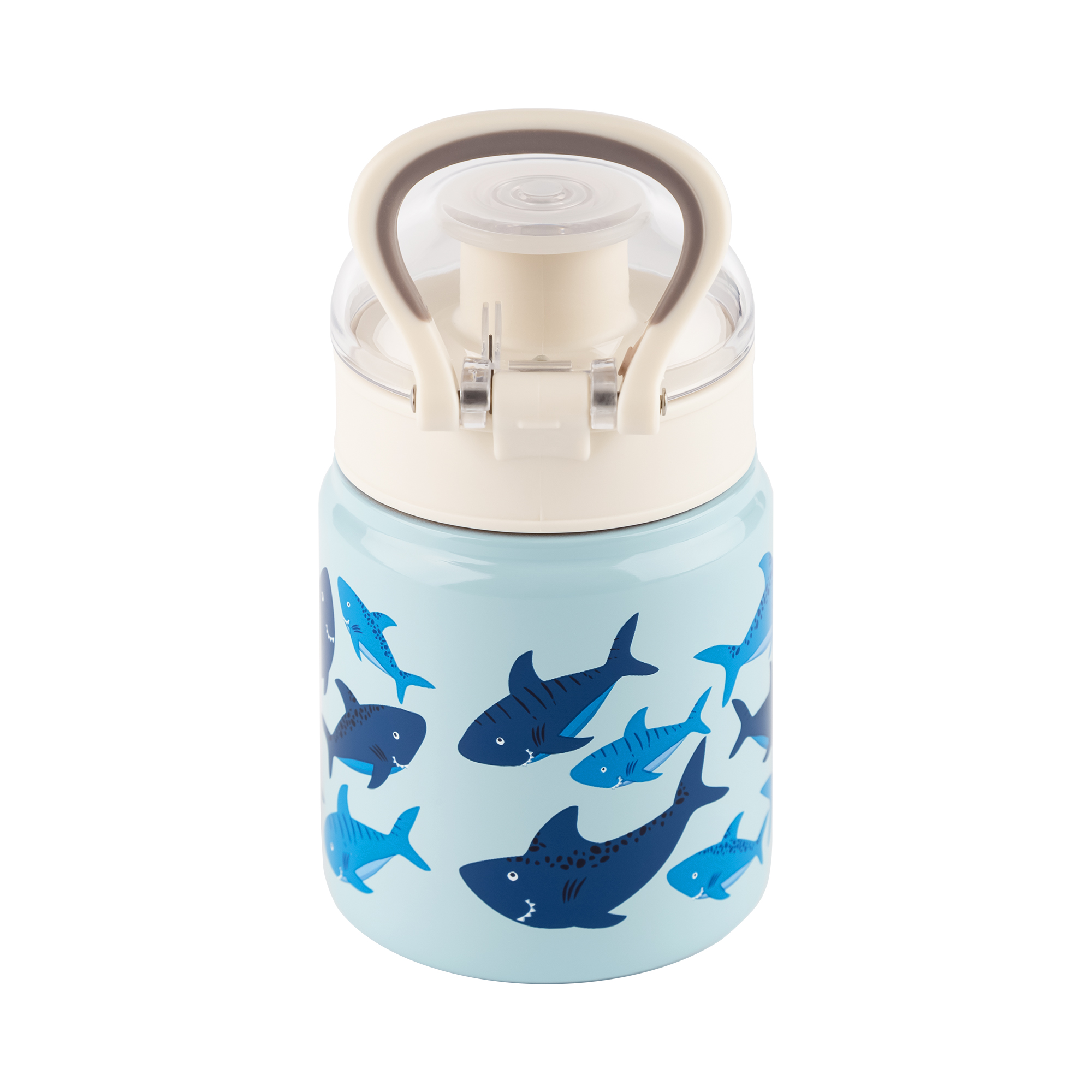 Kids' drink bottle shark, stainless steel, 400 ml