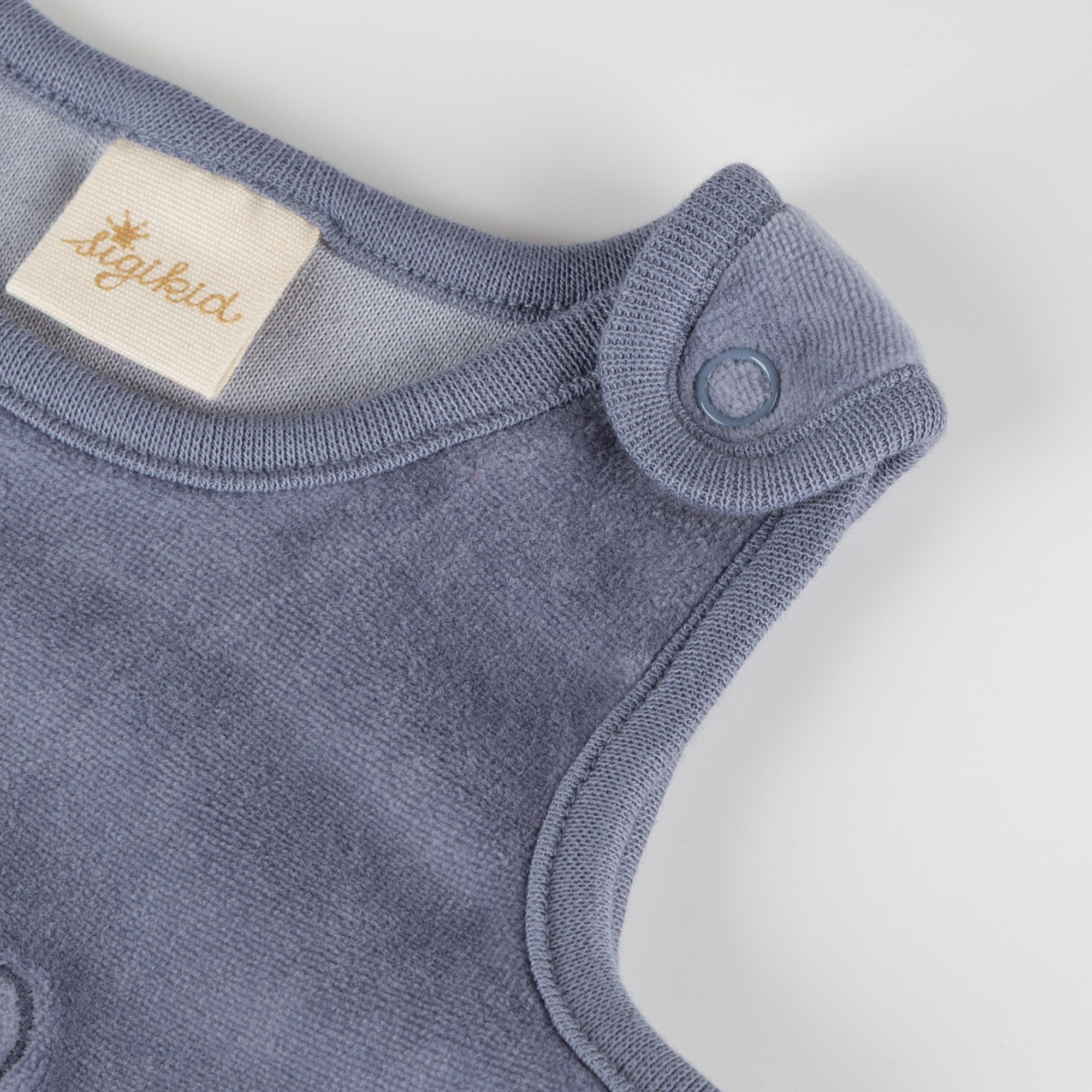 Newborn baby velour romper mouse, blue