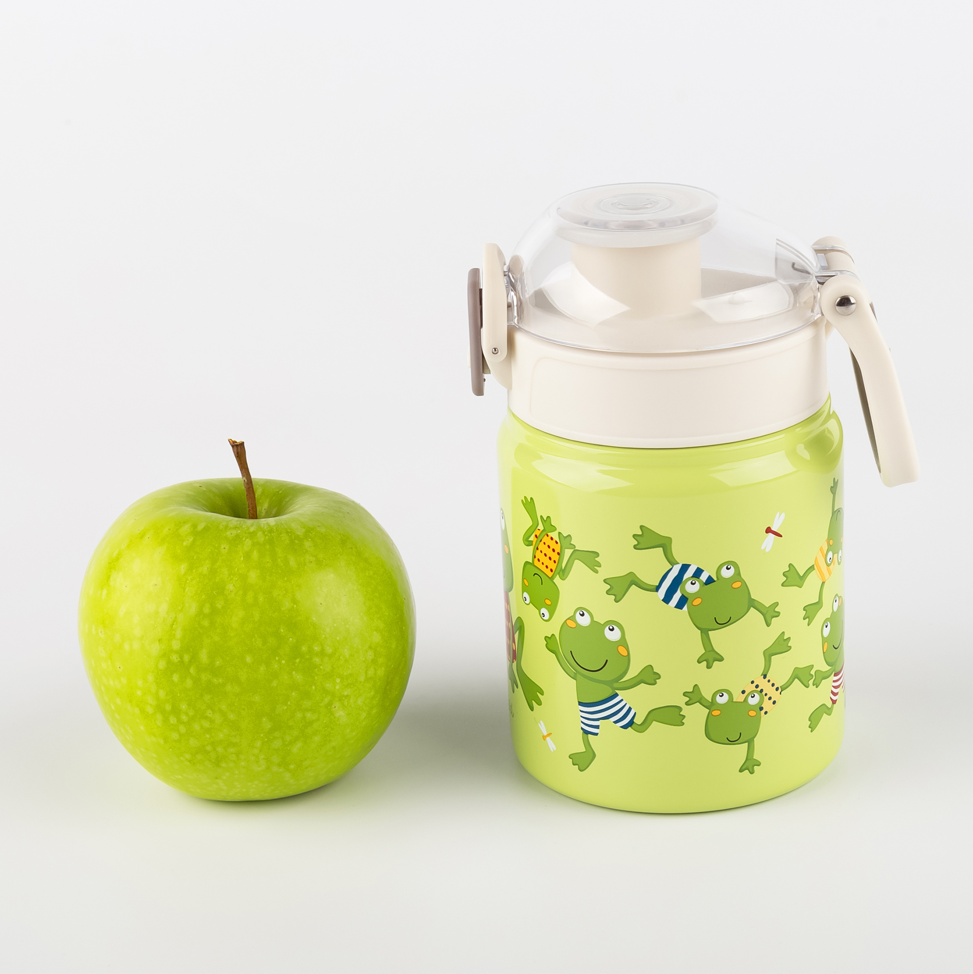 Kinder Set 400 ml Edelstahl-Trinkflasche und Brotbox, Frosch Kinder Set 400 ml Edelstahl-Trinkflasche und Brotbox, Frosch