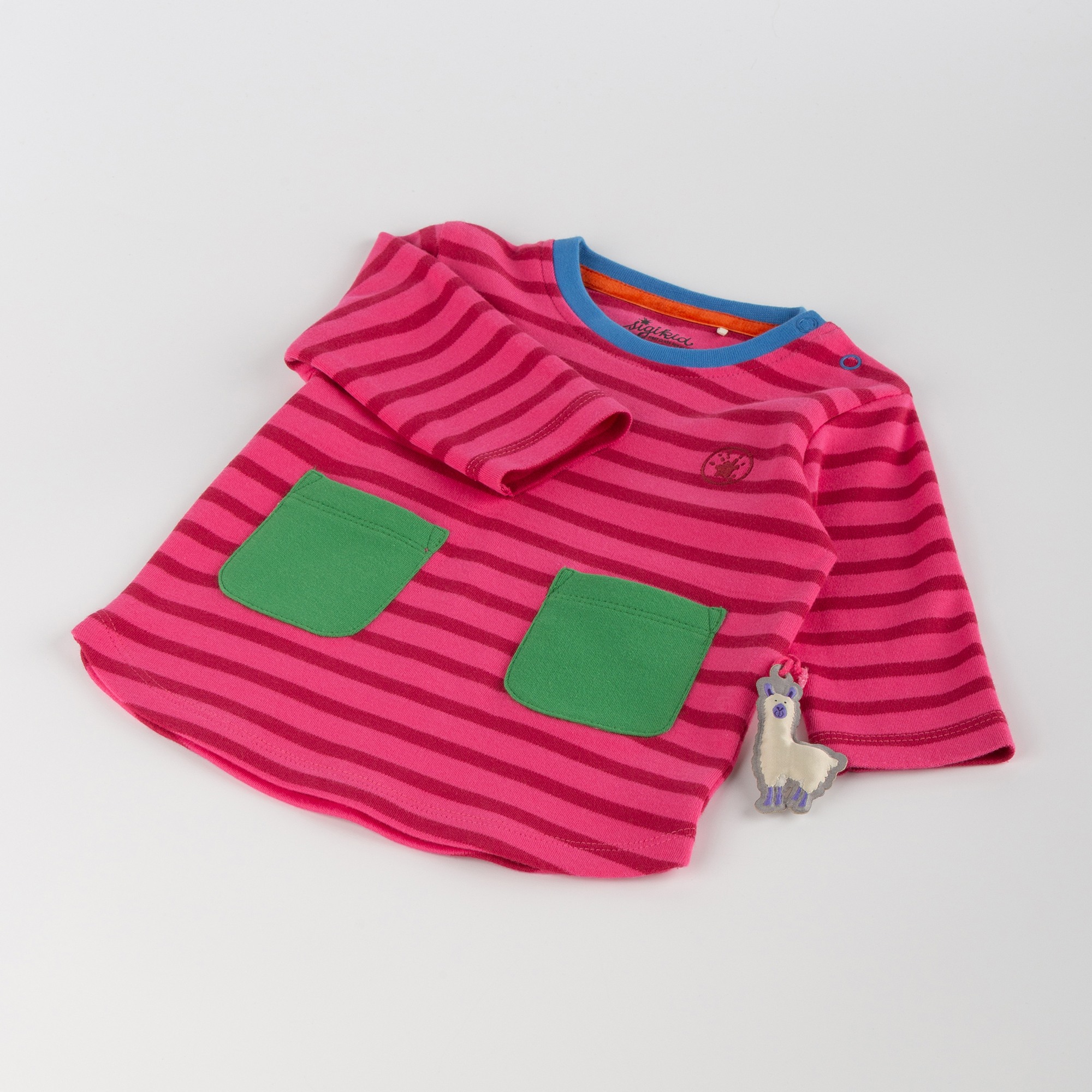 Baby Longshirt Crazy Lama, pink gestreift