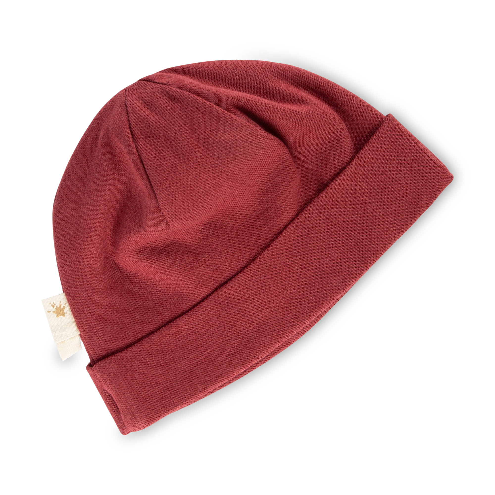 Dark red baby rib knit beanie hat, Pink Cockatoo Dark red baby rib knit beanie hat, Pink Cockatoo