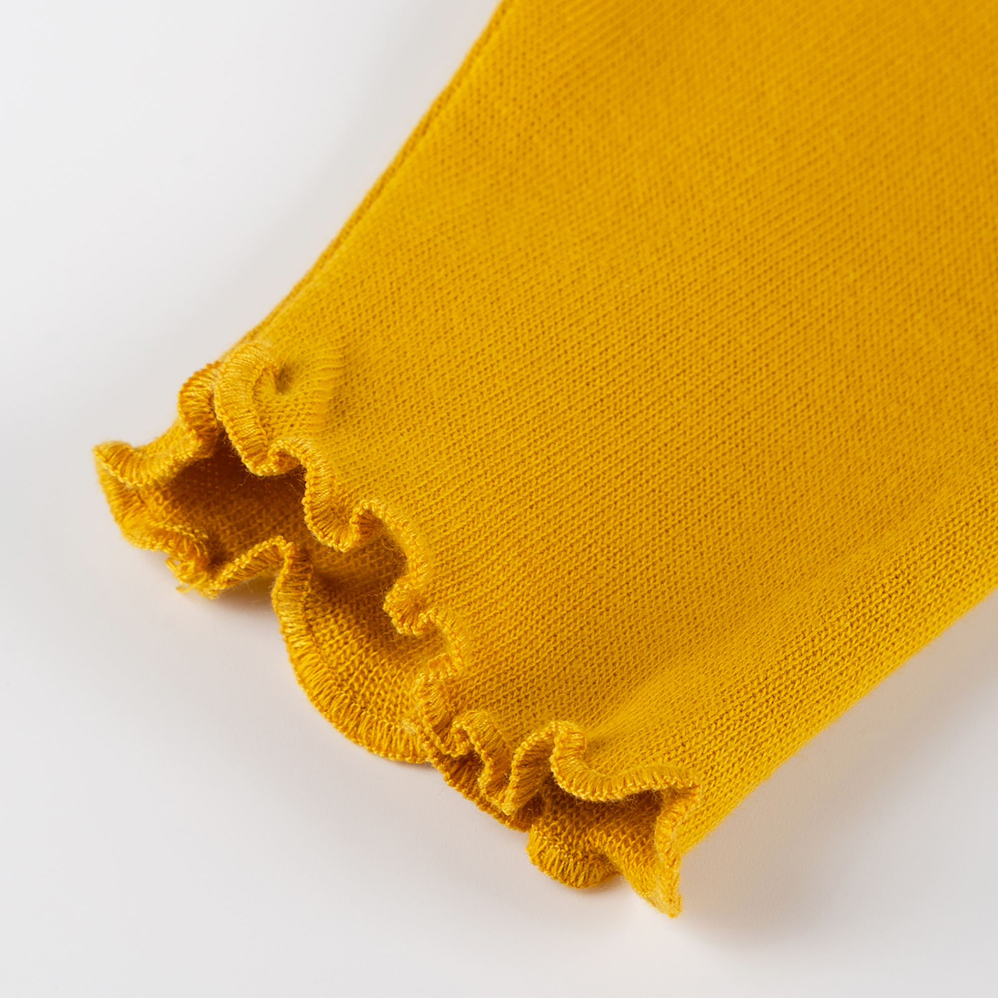 Baby Leggings Schneehase mit Kräuselsaum, gelb