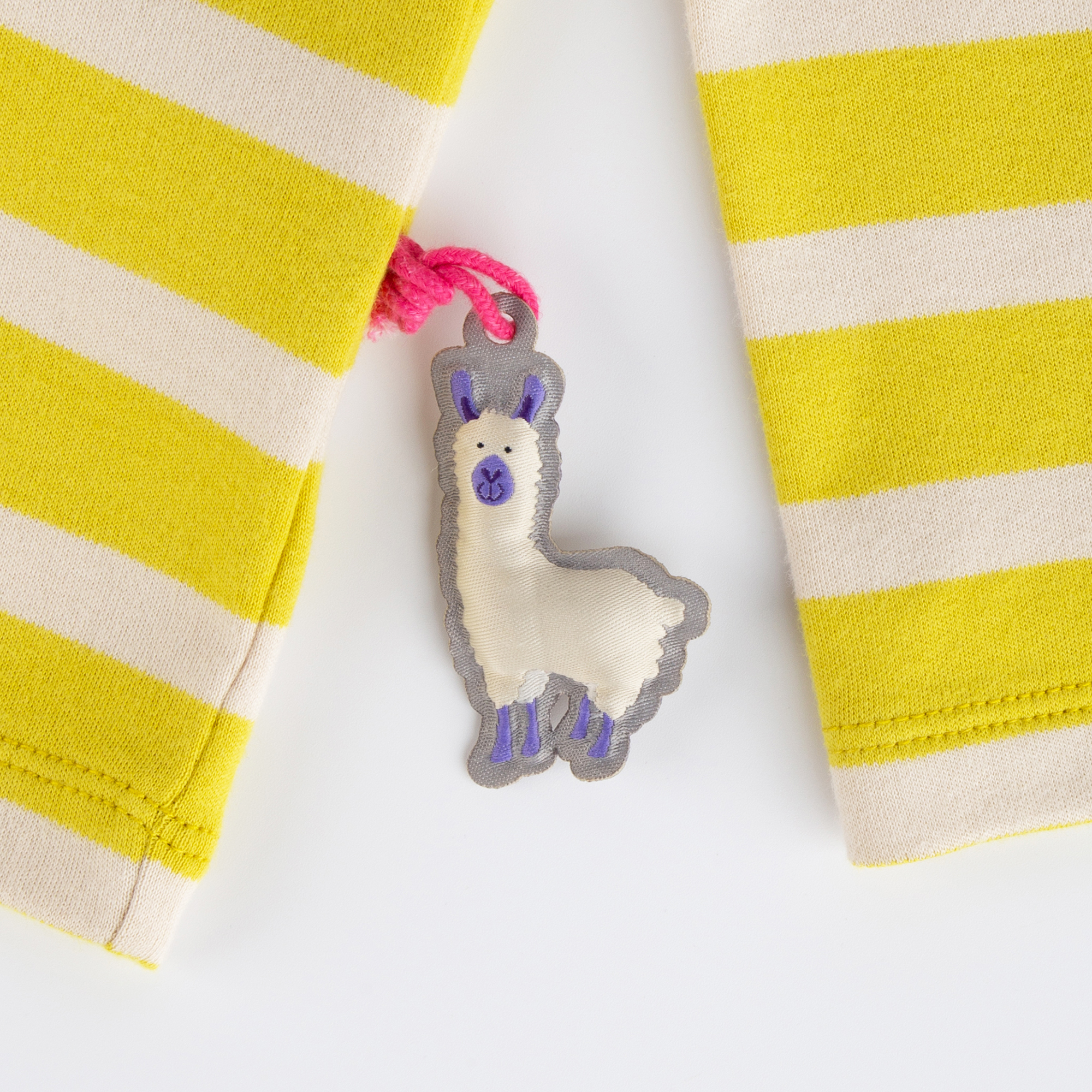 Kinder Langarmshirt Crazy Lama, gelb gestreift Kinder Langarmshirt Crazy Lama, gelb gestreift